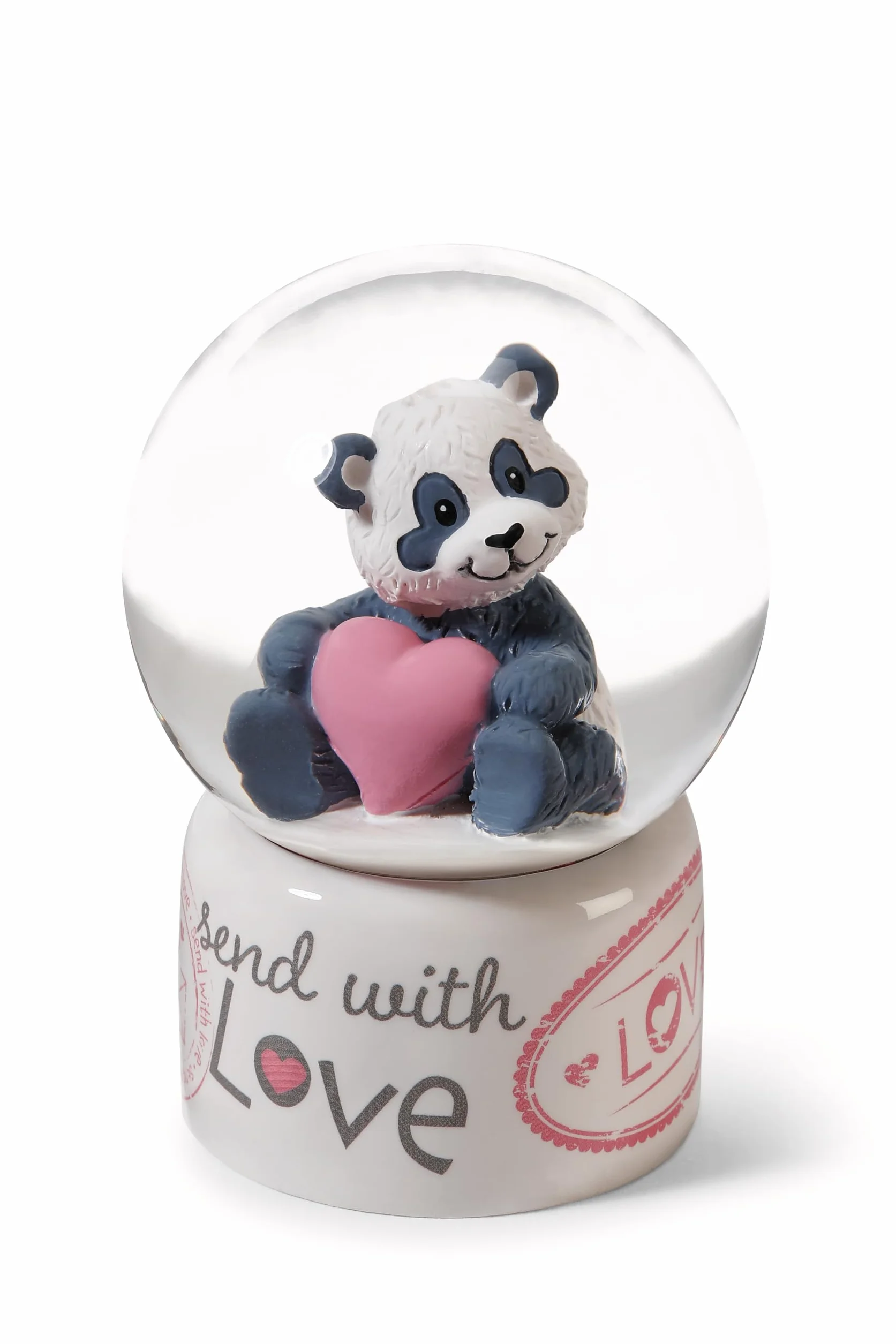 NICI Love 62631 Kula śnieżna z pandą, szklana kula do potrząsania, dekoracja z brokatem, pomysł na prezent dla przyjaciół, 6,5 cm, biała