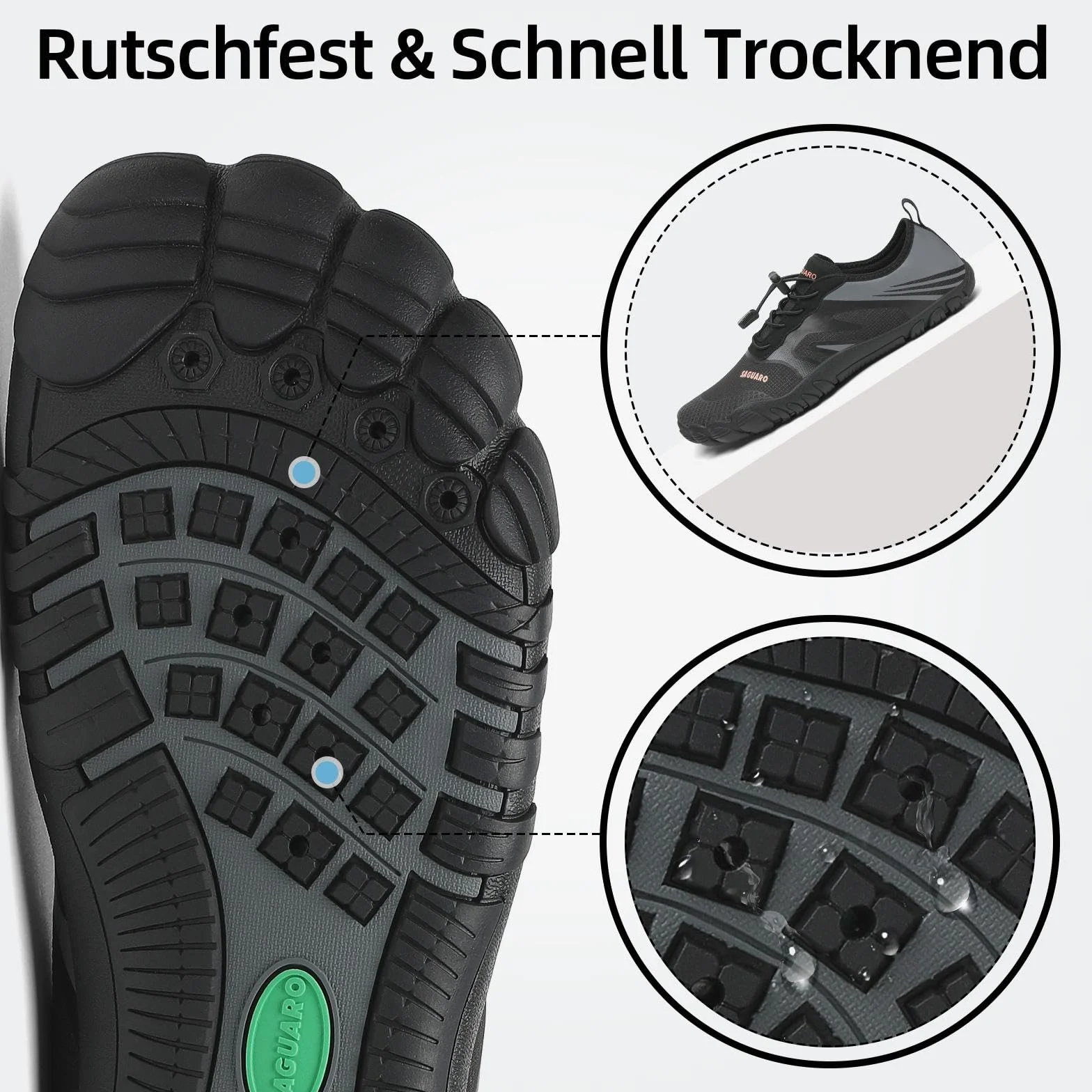 SAGUARO Męskie i damskie buty kąpielowe, oddychające, antypoślizgowe, dla kobiet i mężczyzn, rozmiar 36-46, czarny, 43 EU