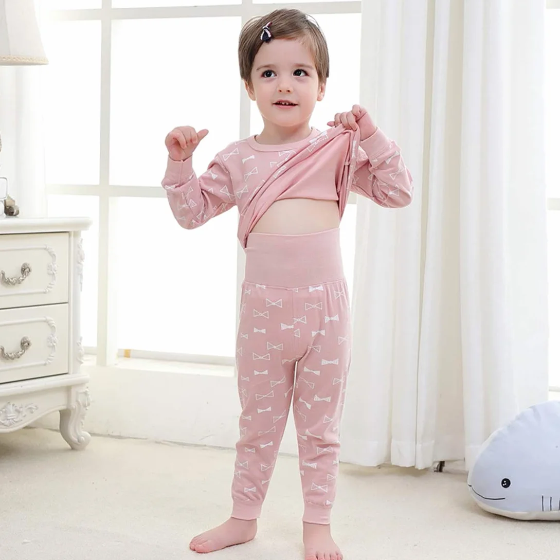 100% bawełna Baby Boys Girls Piżamy Zestaw z długim rękawem Bielizna nocna