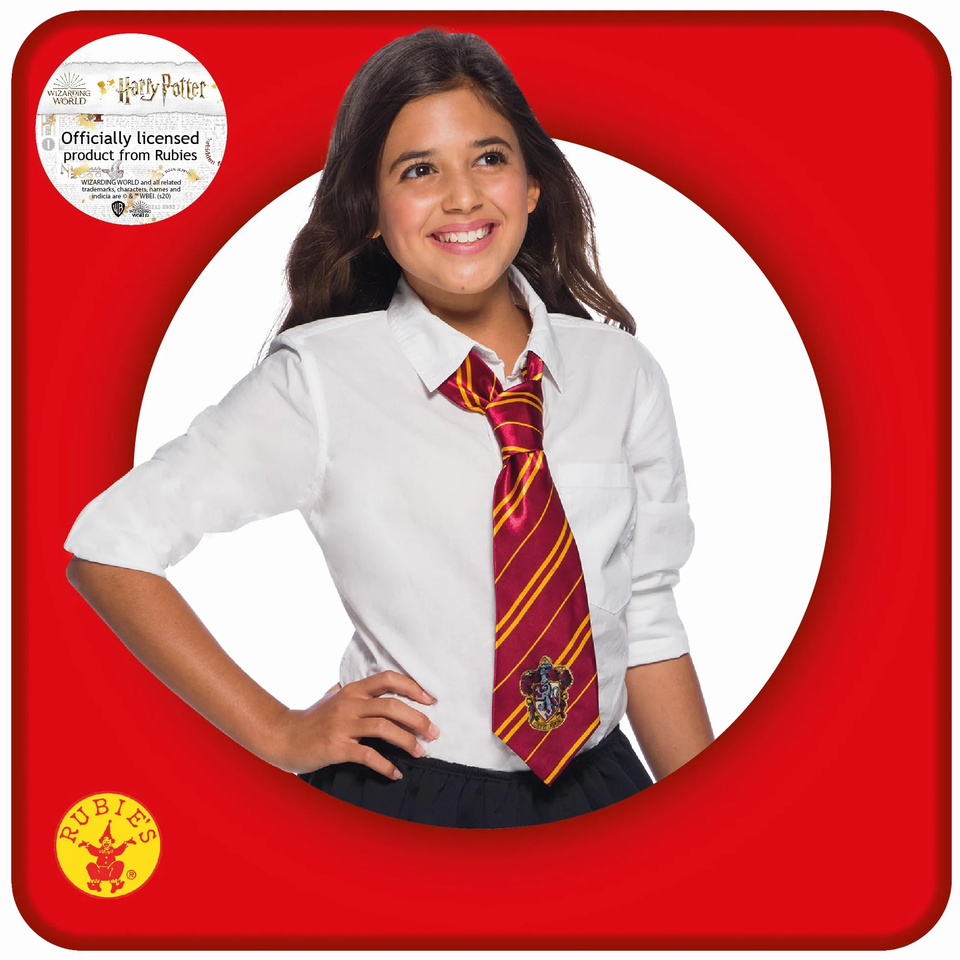 Rubies Oficjalny krawat Harry Potter Gryffindor Deluxe, akcesorium kostiumowe dla dorosłych/dzieci, jeden rozmiar, wiek 6 lat, Halloween