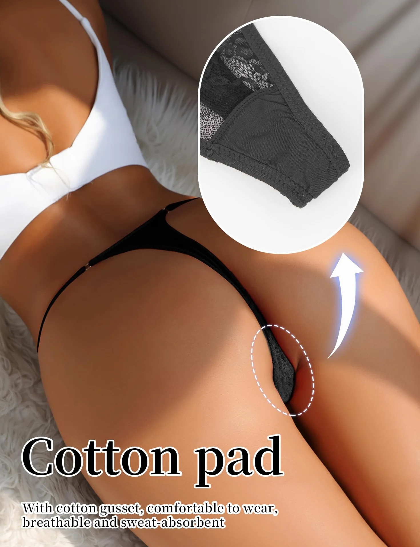 ohmydear Damskie stringi koronkowe ze strasem, niska talia, stringi typu G z tyłu, bielizna erotyczna, majtki dla kobiet, oddychające, cienkie stringi, duże rozmiary