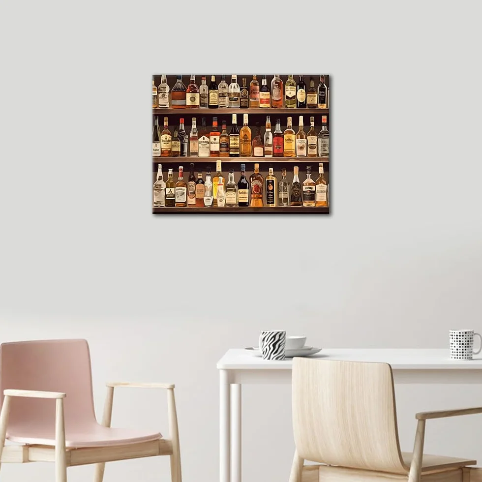 TISHIRON Butelka na alkohol, malowanie według liczb dla dorosłych, malowanie według liczb na płótnie dla początkujących whiskey, zestawy do malowania akrylowego do dekoracji ścian w domu, barze, pubie
