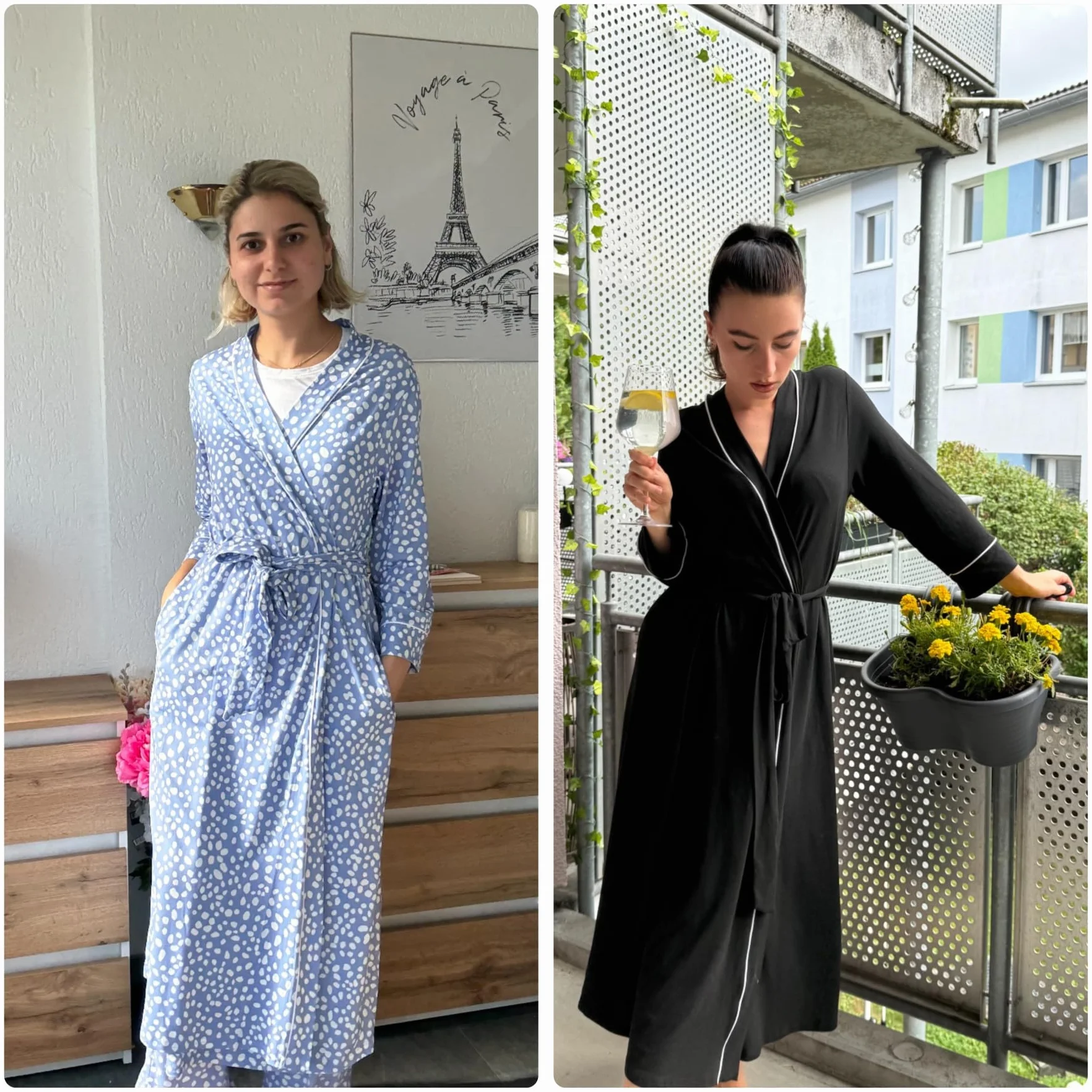 PrinStory Damskie szlafroki na co dzień kimono szlafrok długi szlafrok miękki damski rękaw 3/4 damska odzież domowa