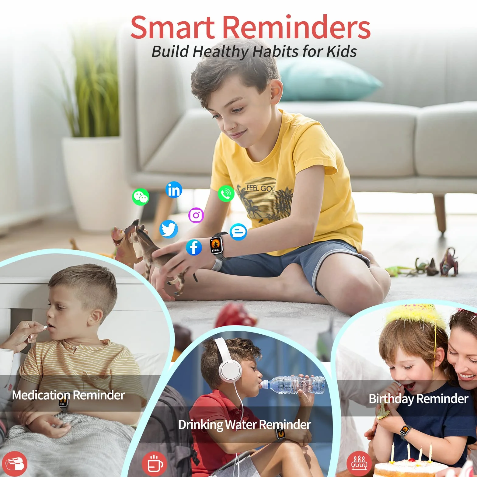 Smartwatch dziecięcy, IP68, wodoszczelny zegarek sportowy dla dzieci z 19+ trybami sportowymi, krokomierzem, tętnem, monitorem snu, świetny prezent dla chłopców, dziewczynek, nastolatków 6-16