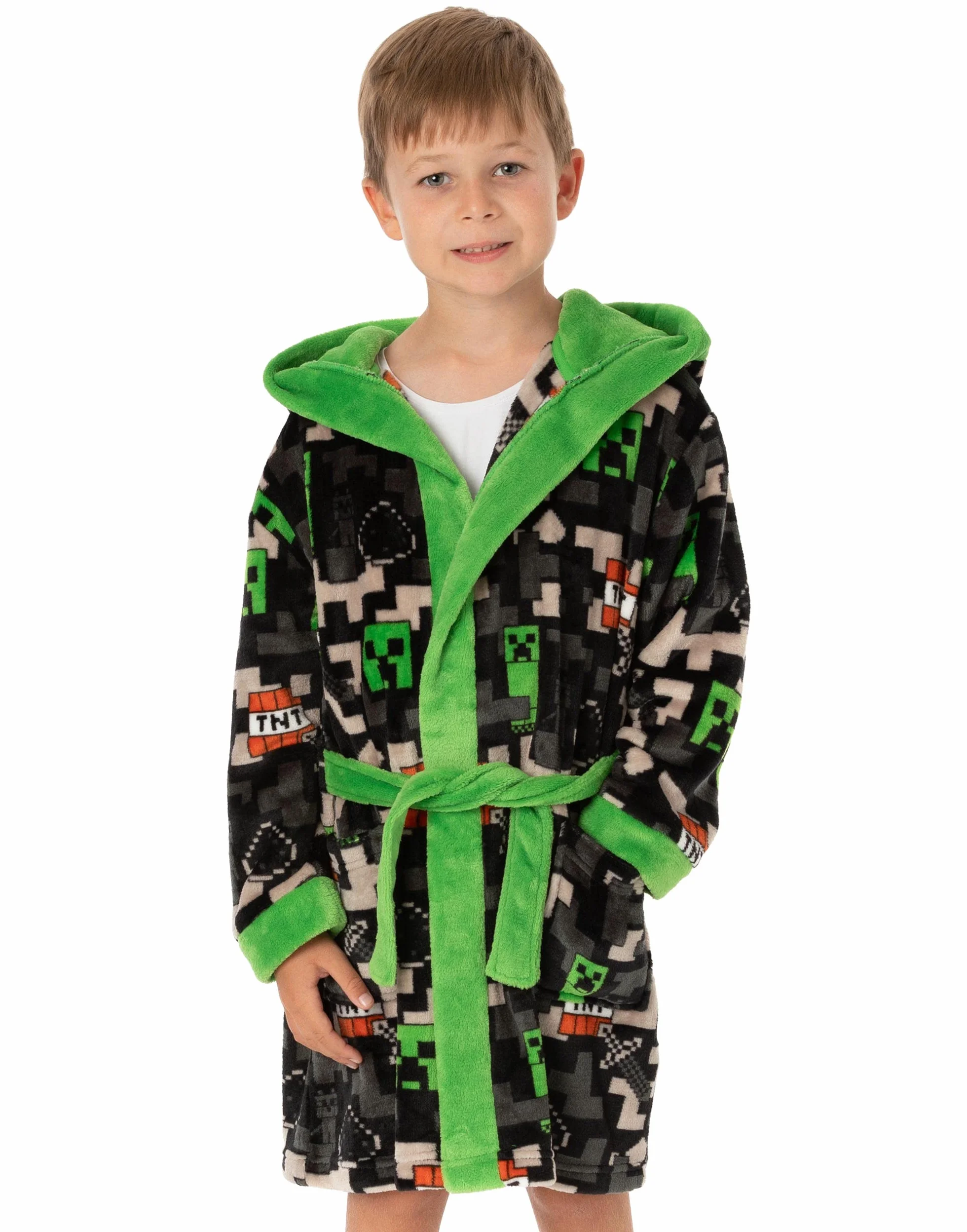 Minecraft Sukienka dla dzieci, dziewczynek, chłopców, Creeper TNT Game PJS, szlafrok kąpielowy