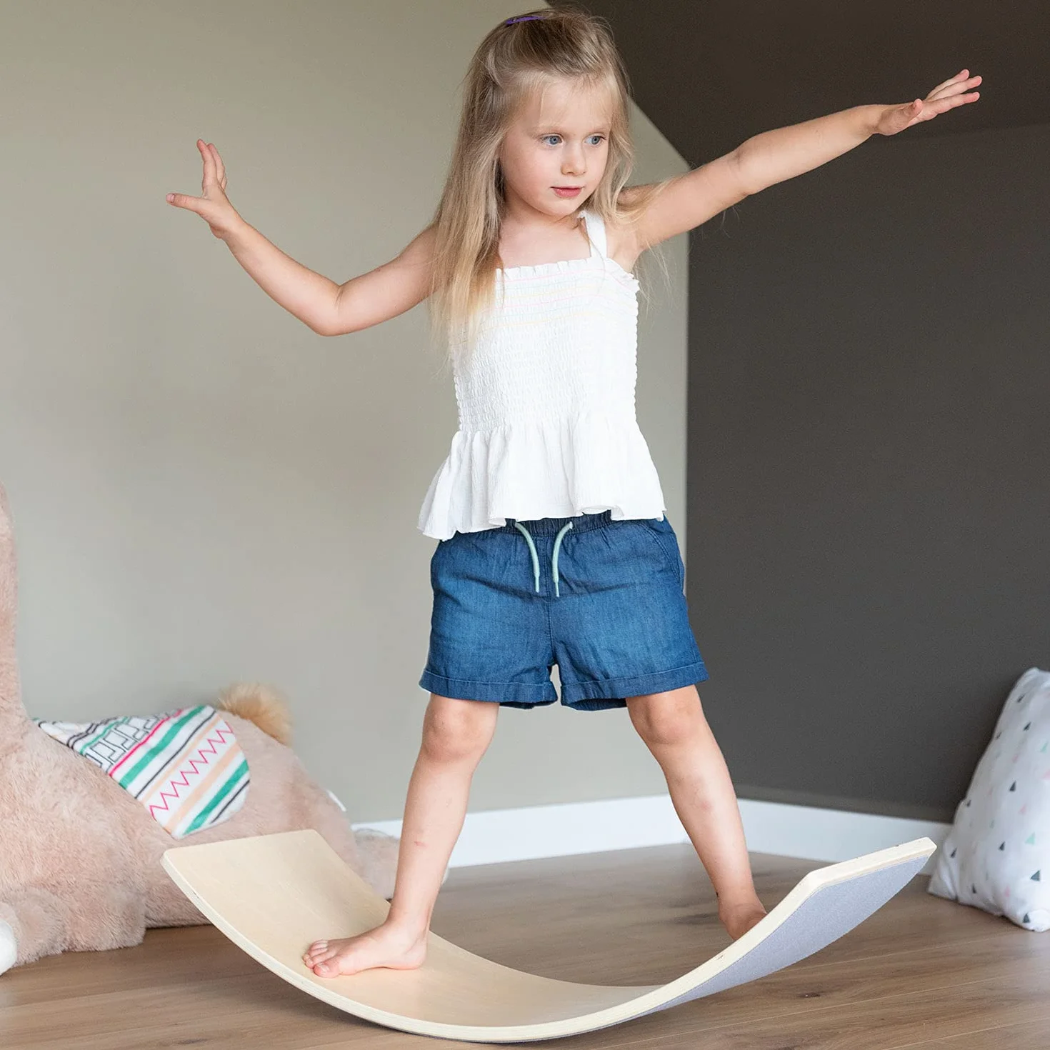 KiddyMoon Drewniana Deska Balansująca Dla Dzieci Zabawka Sportowa Balance Board
