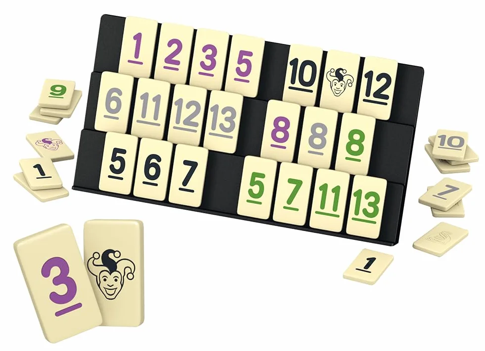 Schmidt Spiele 49474 MyRummy, Classic Line, gra z dużymi kamieniami do gry, w metalowej puszce