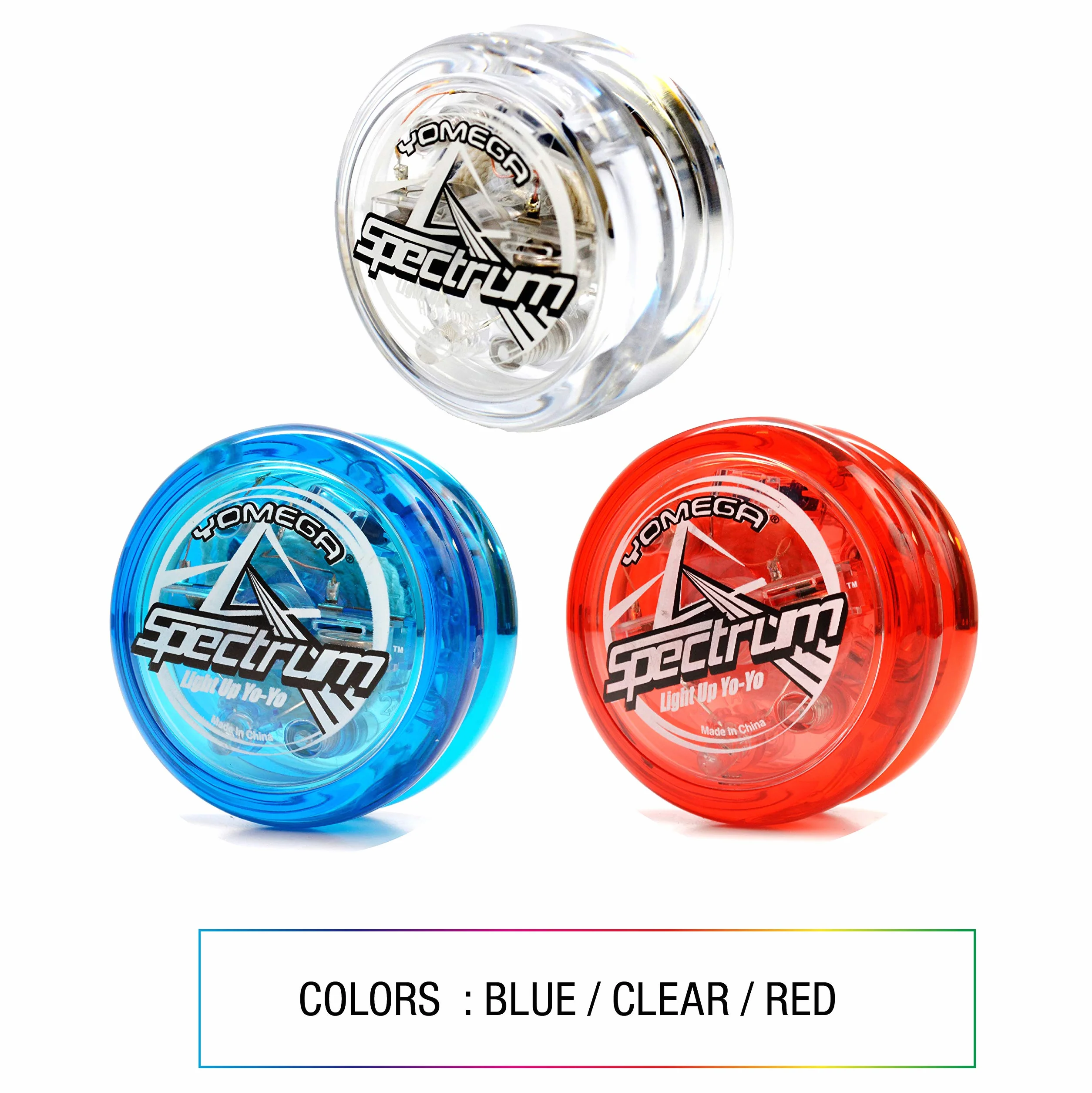 Yomega Spectrum – Świecąca kula ognia Transaxle YoYo ze światłami LED dla średniozaawansowanego, zaawansowanego i Pro Level Trick Play + dodatkowe 2 struny i 3-miesięczna (przezroczysta)