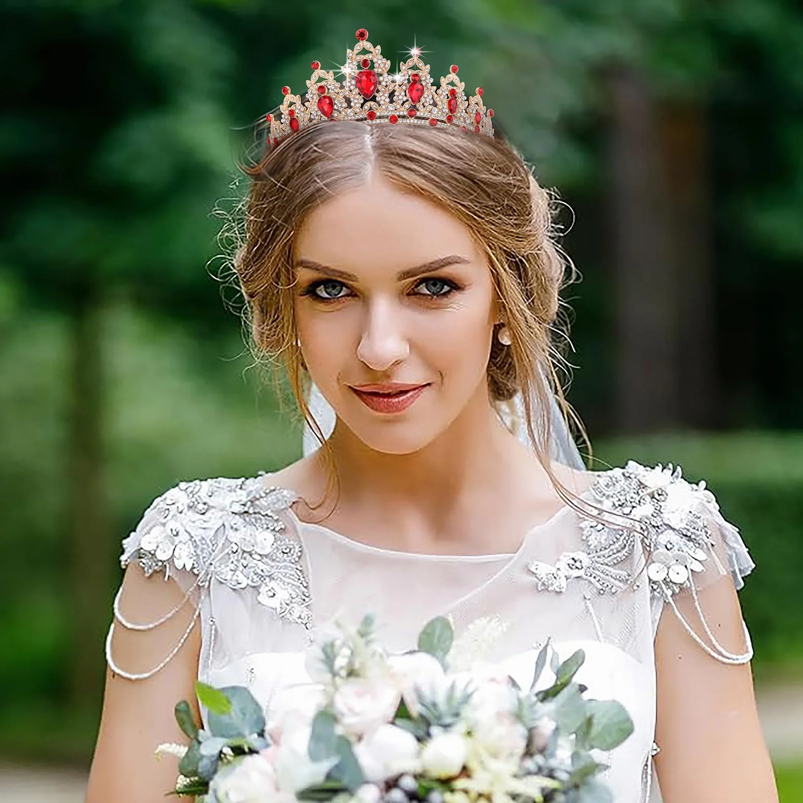 DRESHOW Korona Urodzinowa dla Kobiet Urodzinowa Kryształowa Tiara z Kryształu Górskiego dla Dziewczynek Ozdoby do Włosów Akcesoria ślubne Tiara Brokatowa Księżniczka Korona Opaski na Imprezę