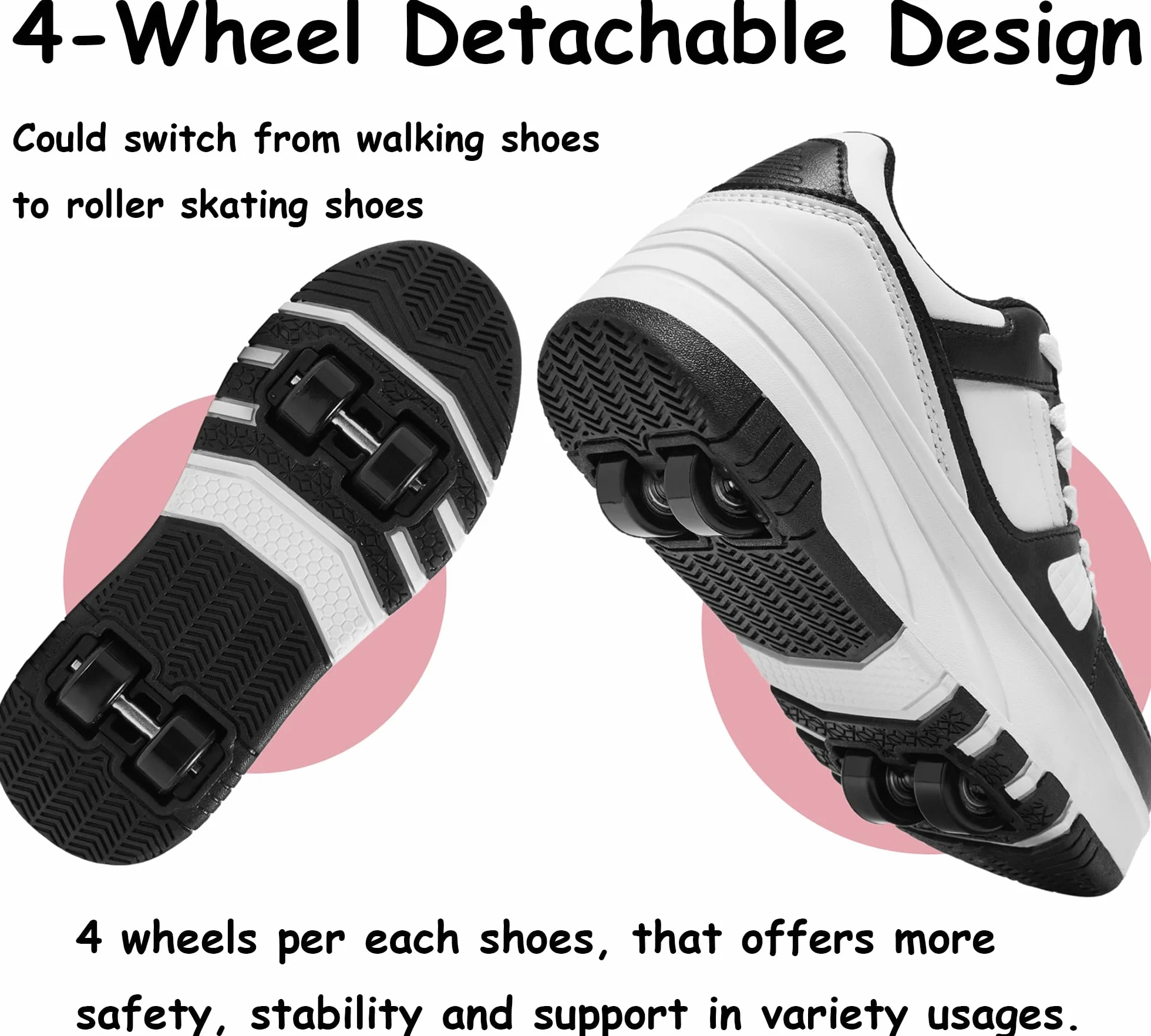 Buty do jazdy na rolkach dla dzieci, dziewcząt, chłopców, odpinane, modne trampki na kółkach