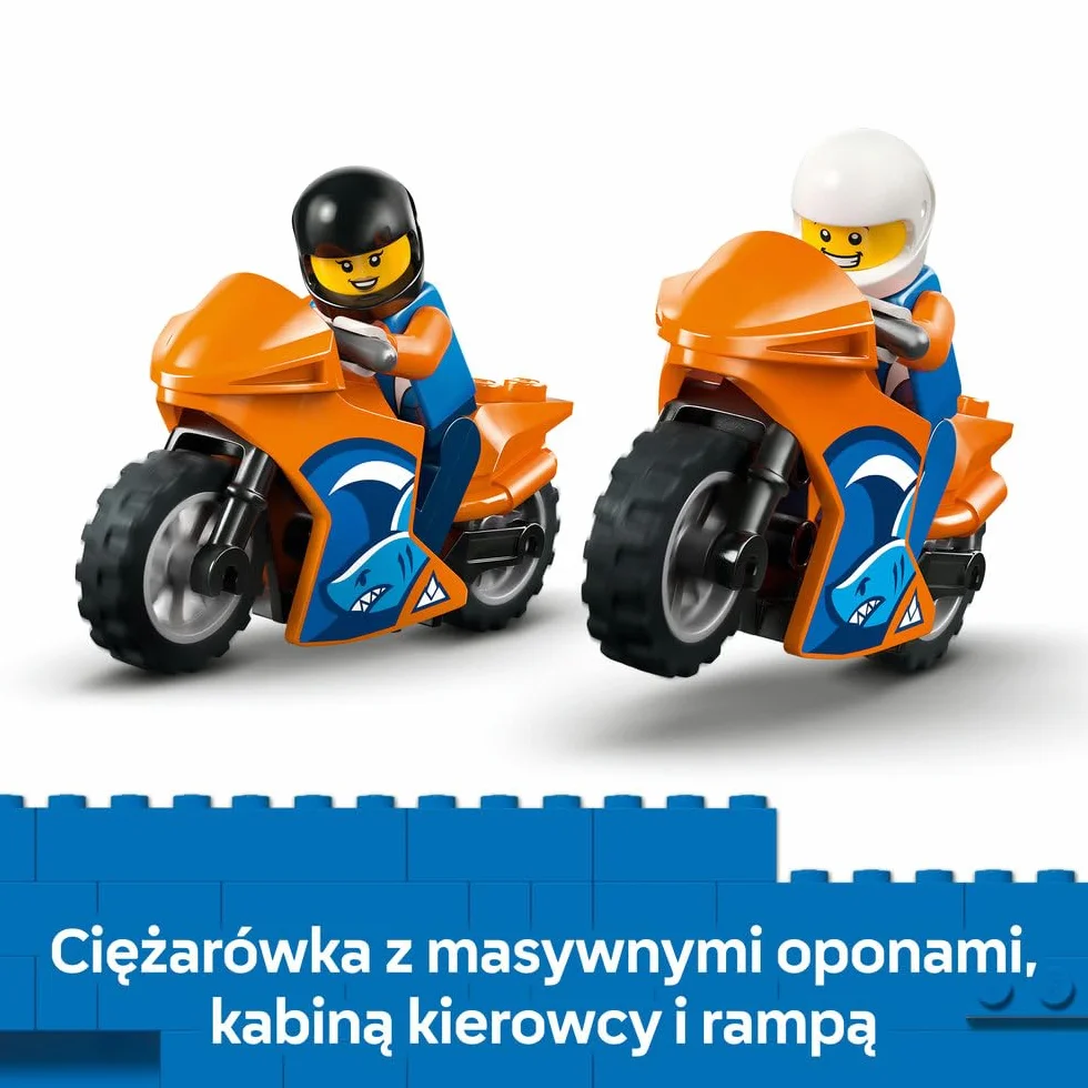 LEGO City Laweta dla motocykli, zabawka dla dzieci z dwiema minifigurkami i ciężarówką, klocki dla 4-latka, pomysł na prezent dla chłopca i dziewczynki na urodziny, łatwe budowanie 60491