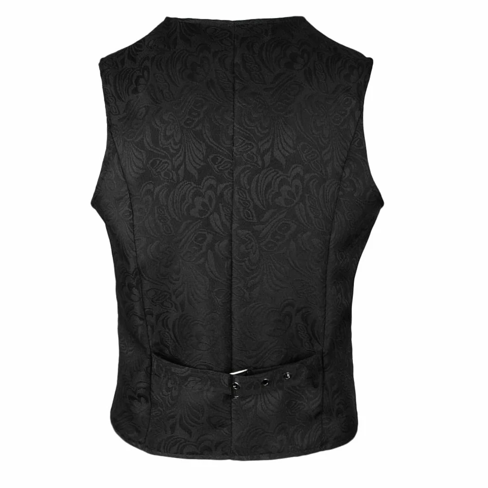 Męska średniowieczna kamizelka żakardowa steampunk slim fit sukienka kamizelka M czarna