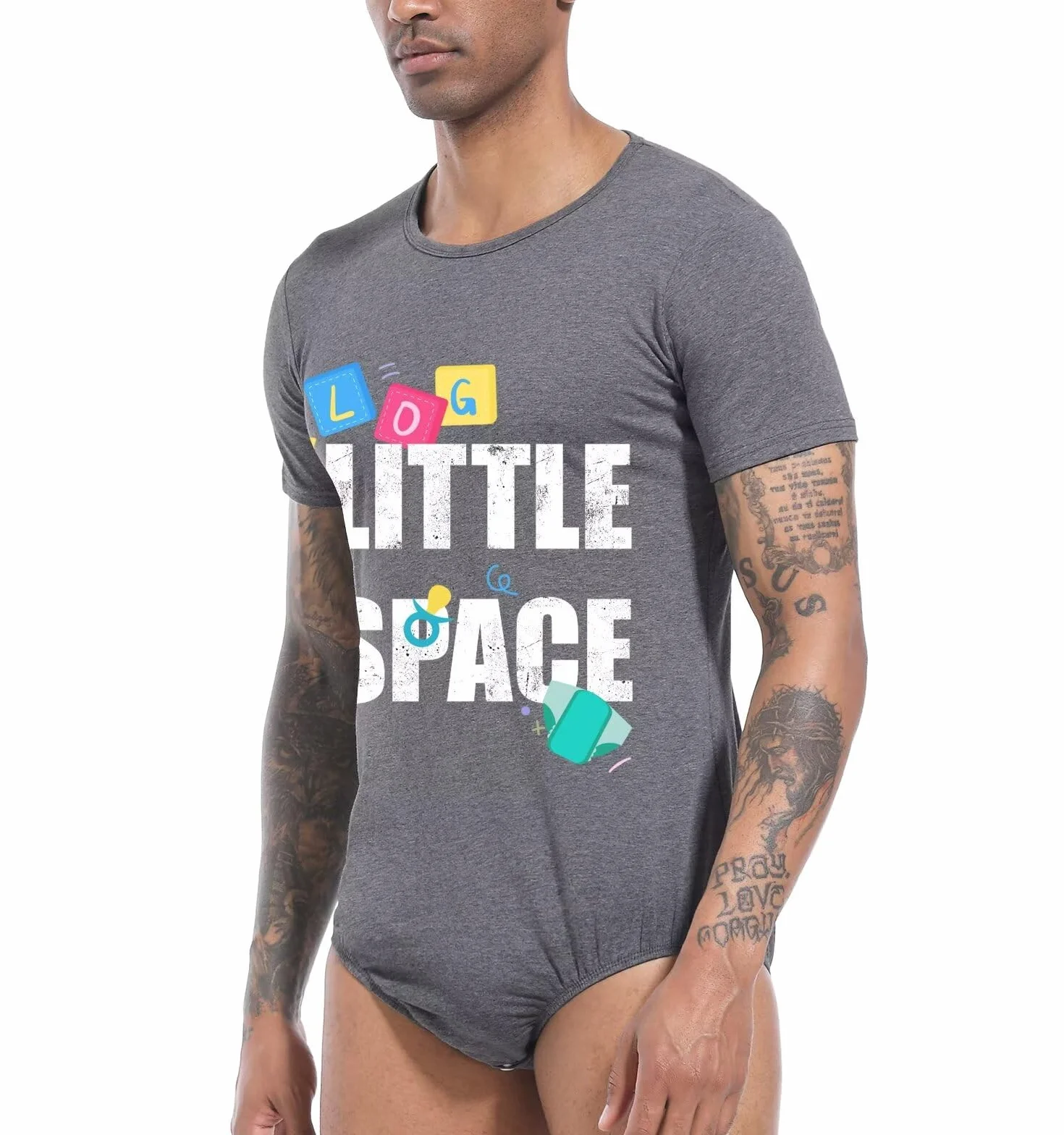Landofgenie Mężczyźni Krótki Rękaw Onesie Pidżama Bodysuit One Piece Rompers Dolna Koszula Krocza Pidżama Niebieski Little Space