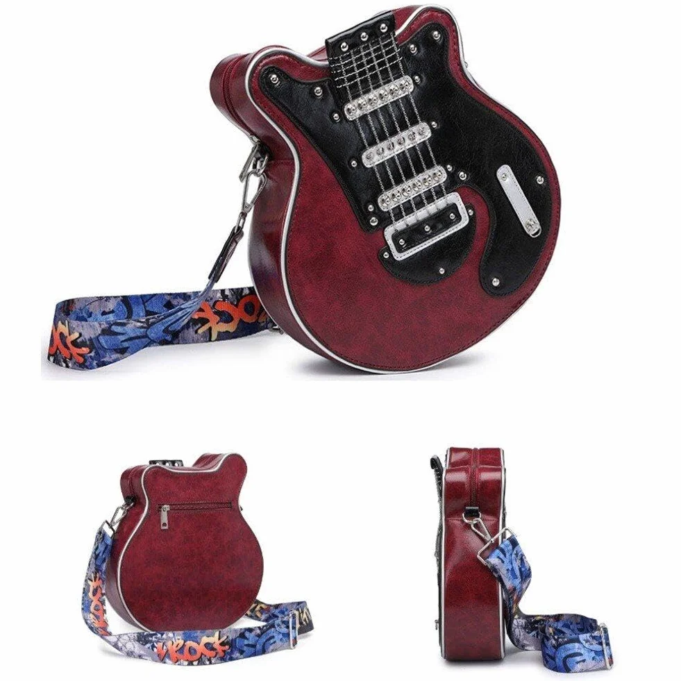 Torba crossbody w kształcie gitary dla kobiet mężczyzn, skóra PU torba na ramię torebka torebka prezenty na gitarę