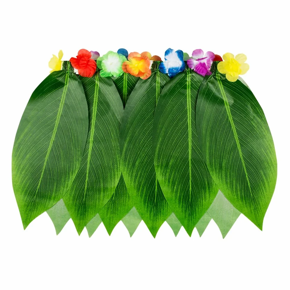 Boland 52245 – Hawaii Rock liście palmowe, minispódniczka ze sztucznymi liśćmi i kolorowymi sztucznymi kwiatami, na plażę, letnie święta, karnawał, imprezę tematyczną, Hula Hula
