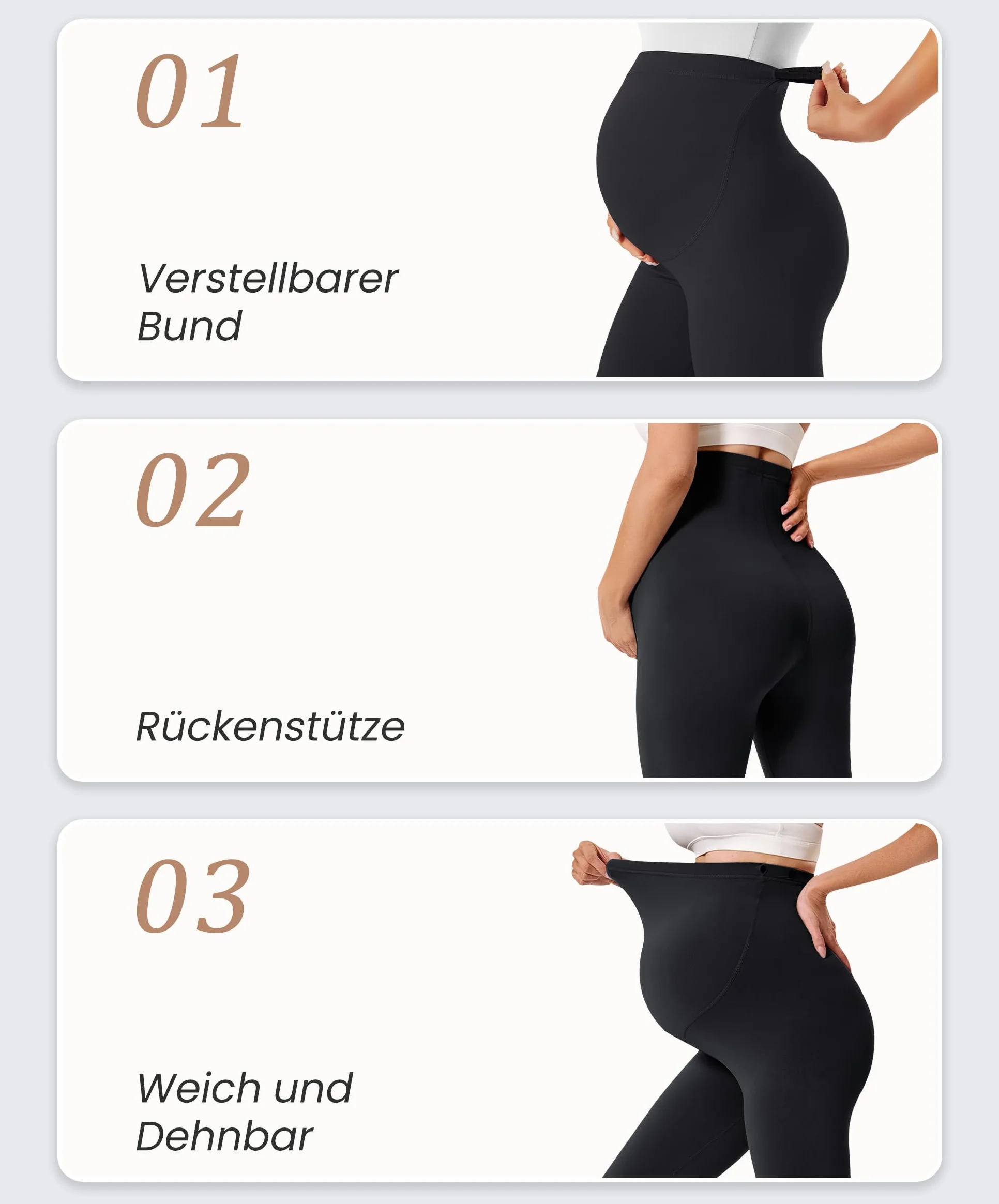 BAYDI Creamlush damskie legginsy ciążowe z regulowanym podparciem brzucha, miękkie legginsy ciążowe z wysokim stanem, nieprzezroczyste, wygodne do jogi, w czasie wolnym, piżamie