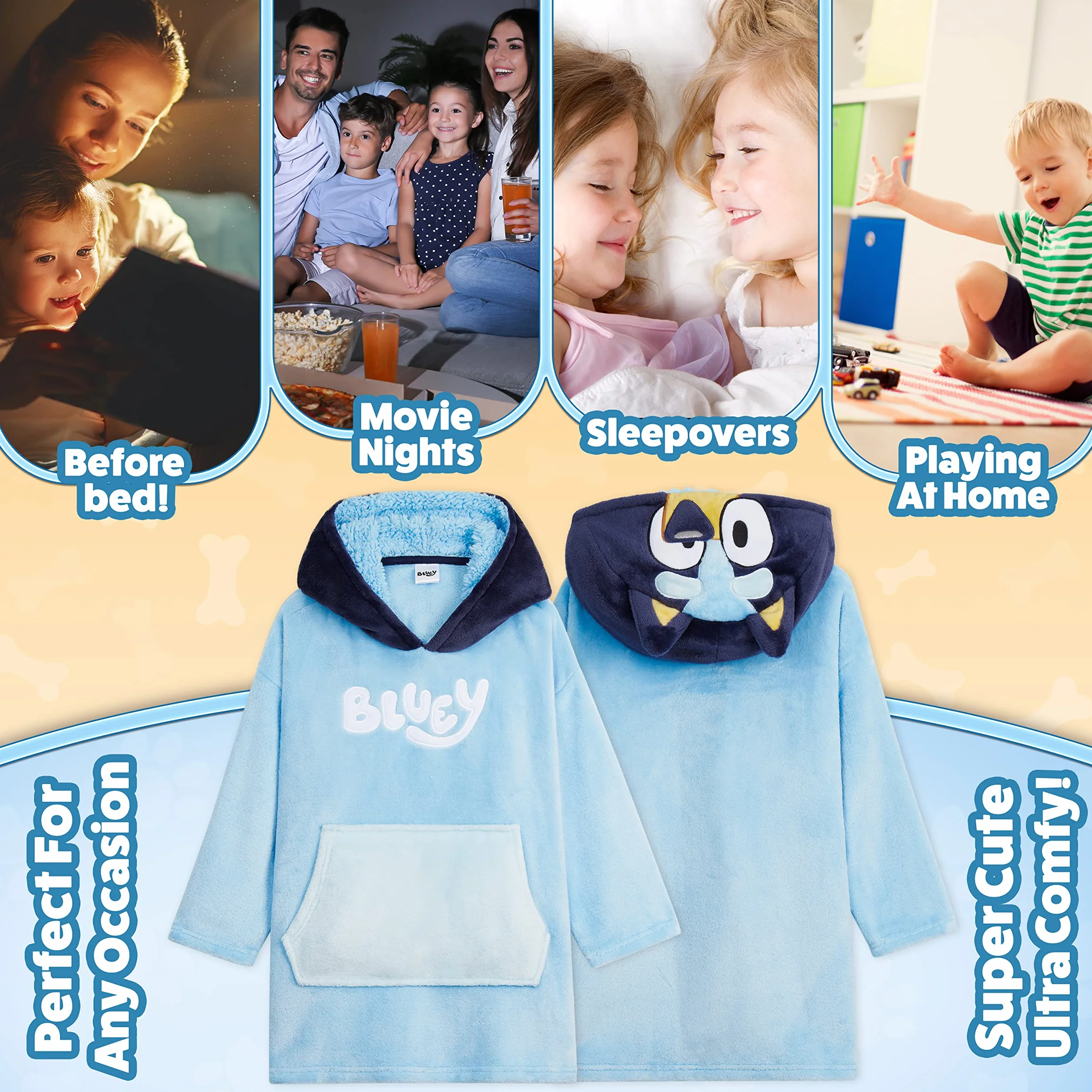 Bluey Bluza Koc Polarowy Dziewczyna Chłopiec Hoodie Blanket