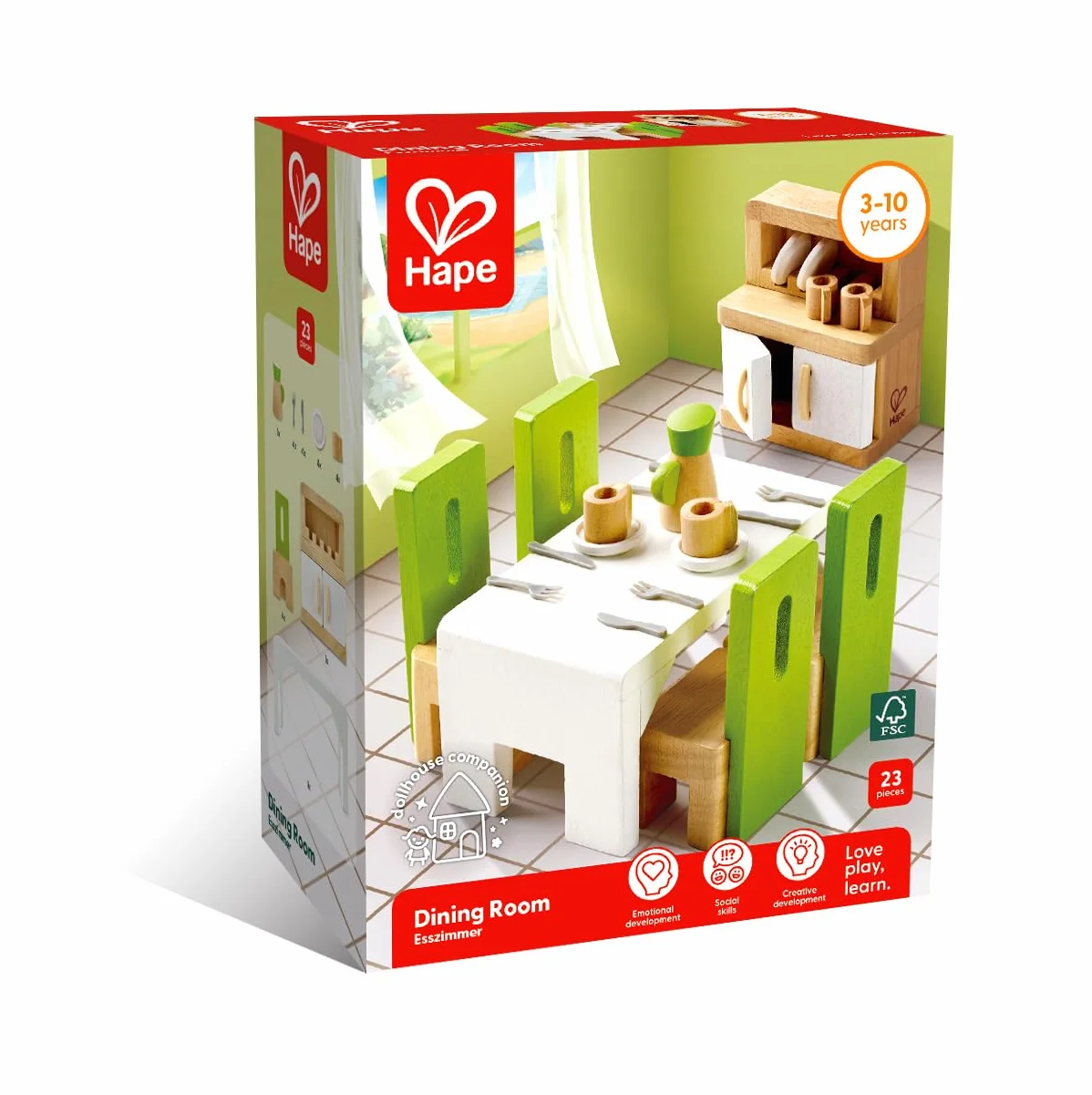 Hape E3454 Dining Room - Wooden Dolls House Accessories