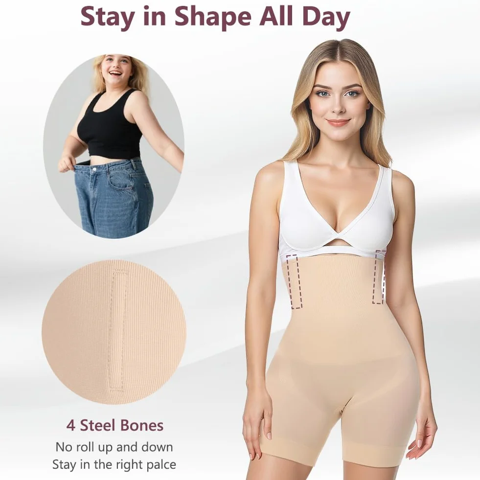 DiULi Damskie majtki wyszczuplające brzuch, wysoka talia, gorset z nogawkami, modelująca figurę, kontrola brzucha, bielizna modelująca sylwetkę, damskie bielizna modelująca, mocne formowanie ciała dla