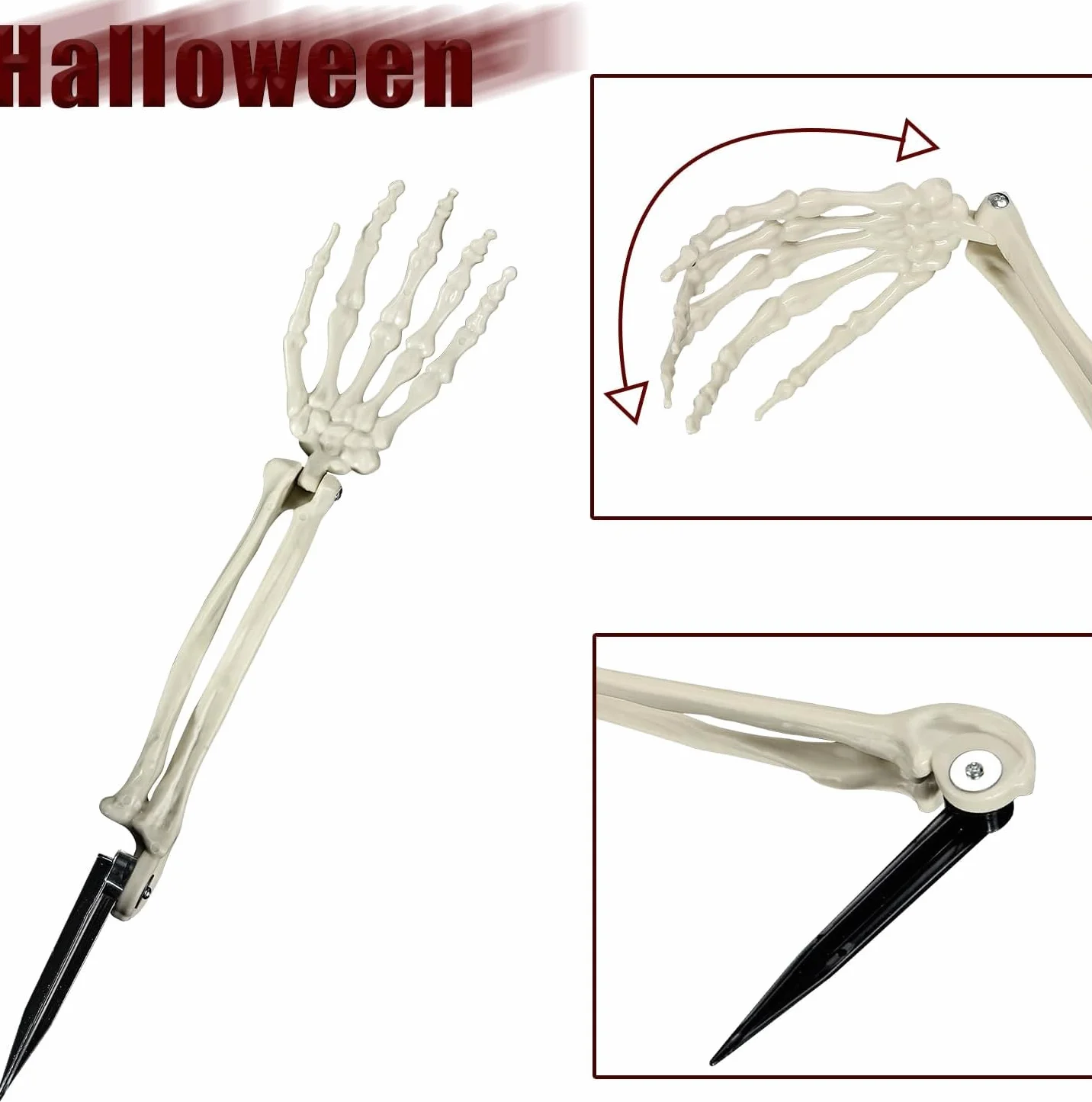 Halloween realistyczny szkielet, słupki, zombie, duch, ręce, odłączone tworzywo sztuczne, szkielet, ręce, znak na Halloween, rekwizyty (4 pary)