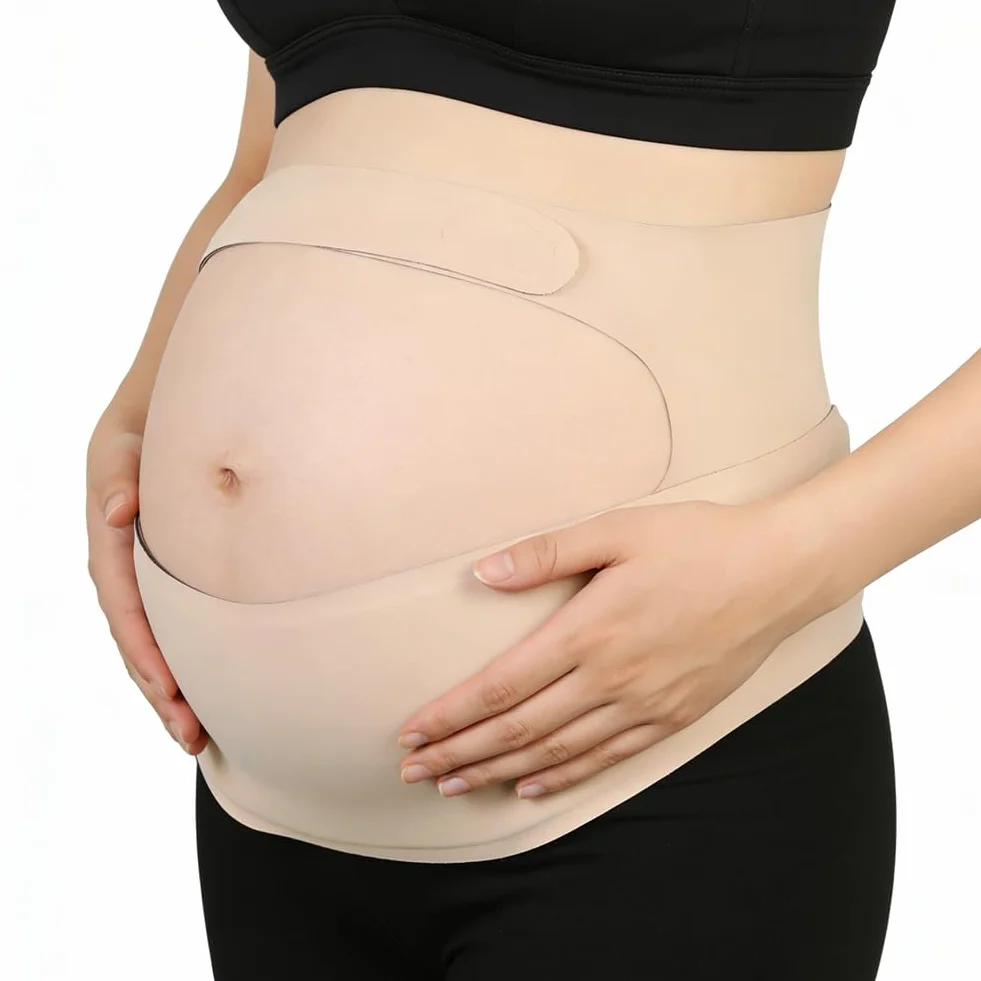 Pas biodrowy dla kobiet w ciąży, niewidoczny i oddychający pas biodrowy dla kobiet w ciąży – pas dla kobiet w ciąży podpiera talię, plecy i brzuch, do gimnastyki dla kobiet w ciąży, jogi