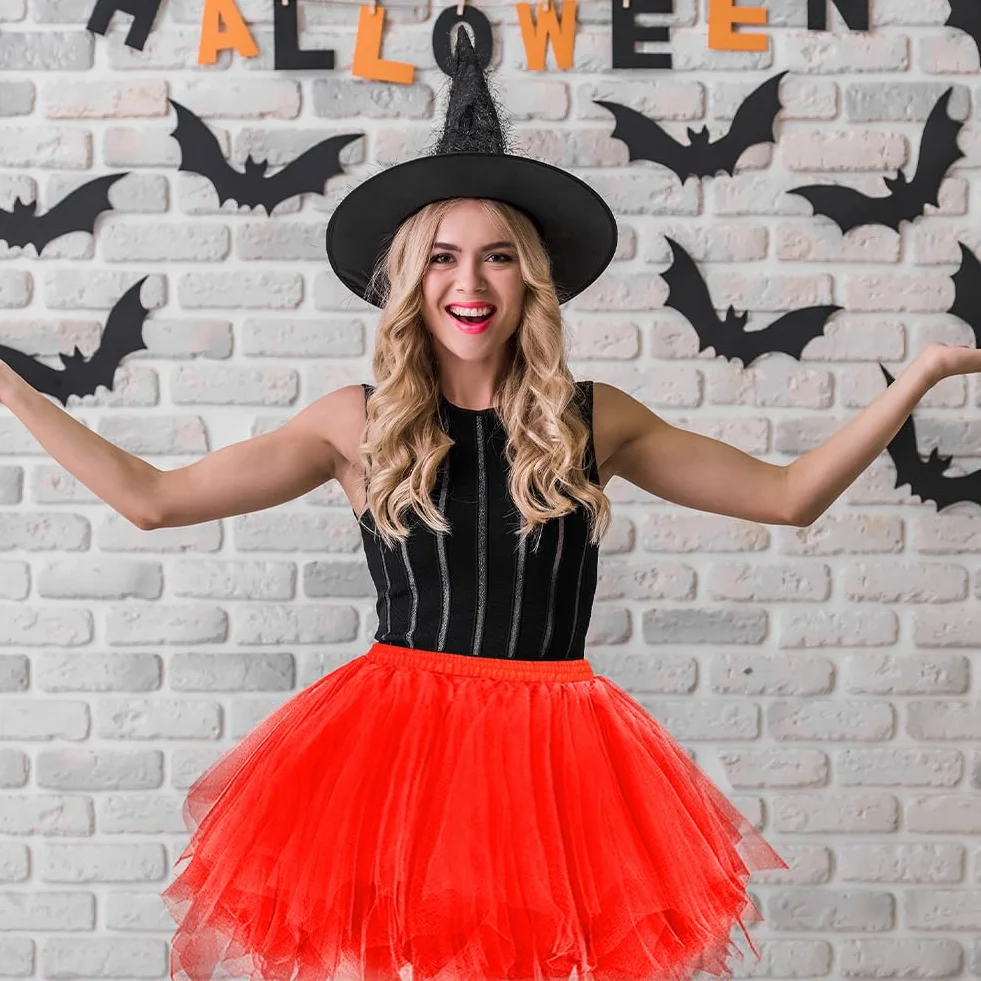 AUYAO 4-warstwowy Tutus dla kobiet, puszyste elastyczne spódnice, odpowiednie na maskaradę, Boże Narodzenie, upominki na imprezę halloweenową