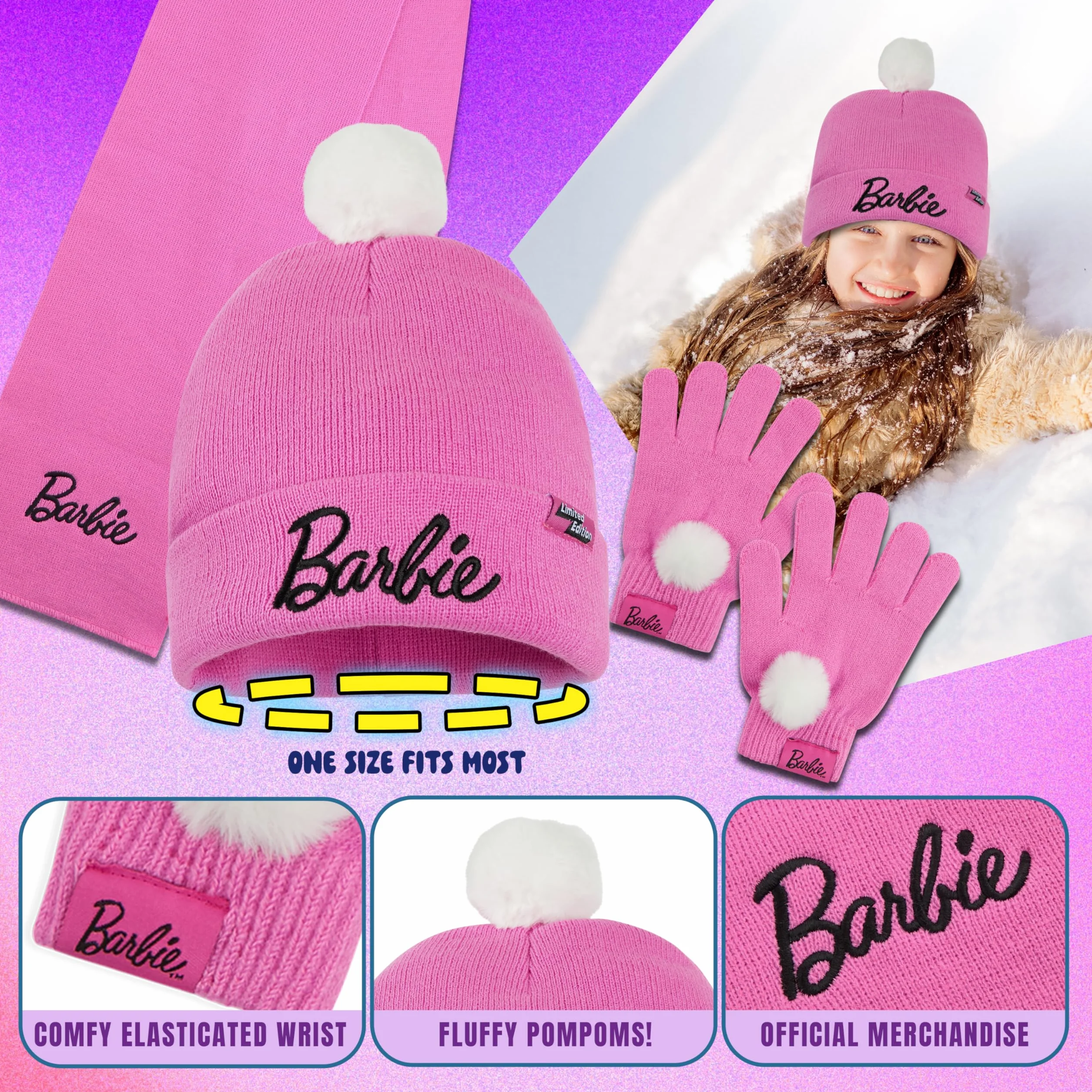 Barbie Dziewczęcy zestaw zimowych akcesoriów do szkoły lub podróży - urocze prezenty dla dziewcząt