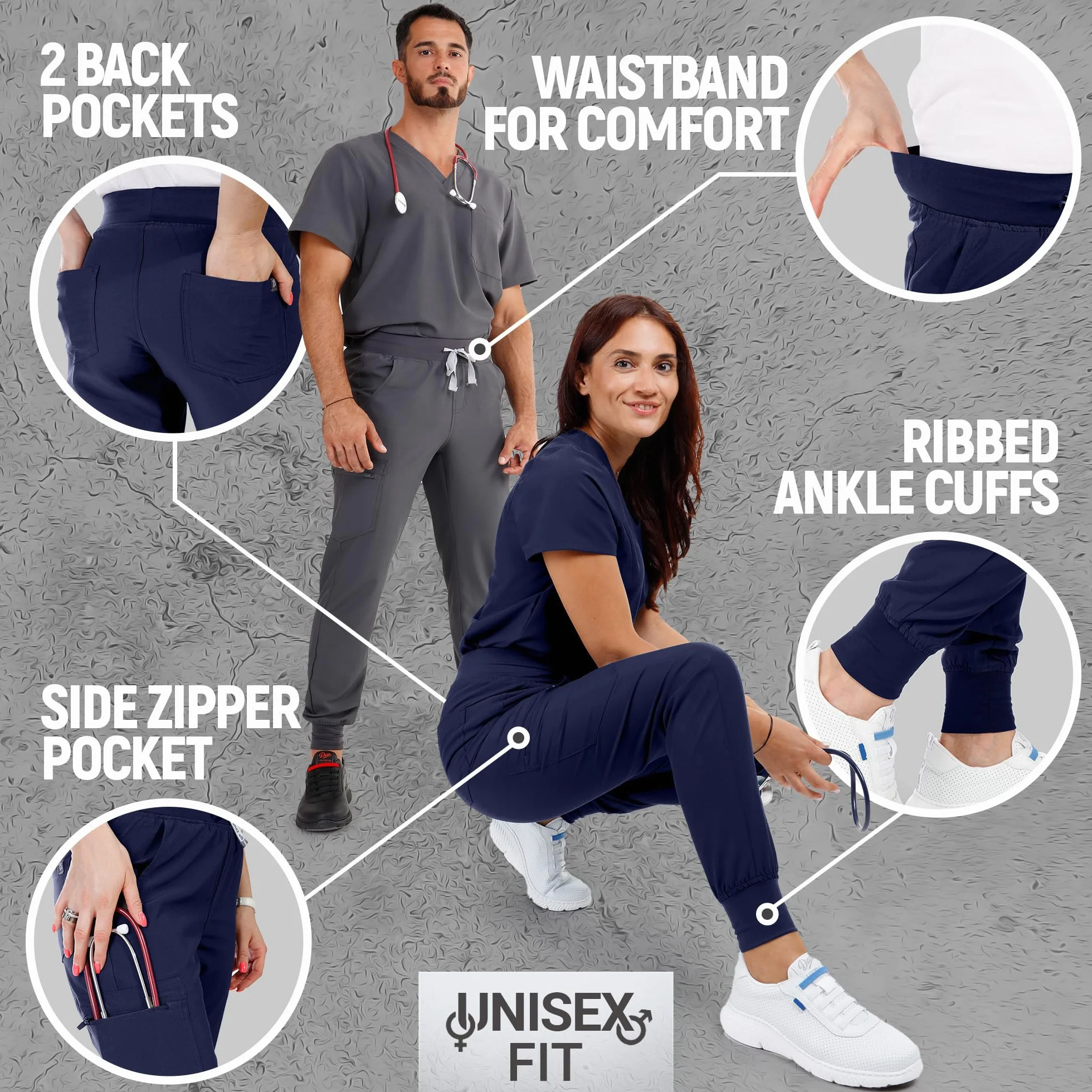 Stenso Nobby spodnie higieniczne z elastanem - mundury sanitarne - spodnie robocze unisex