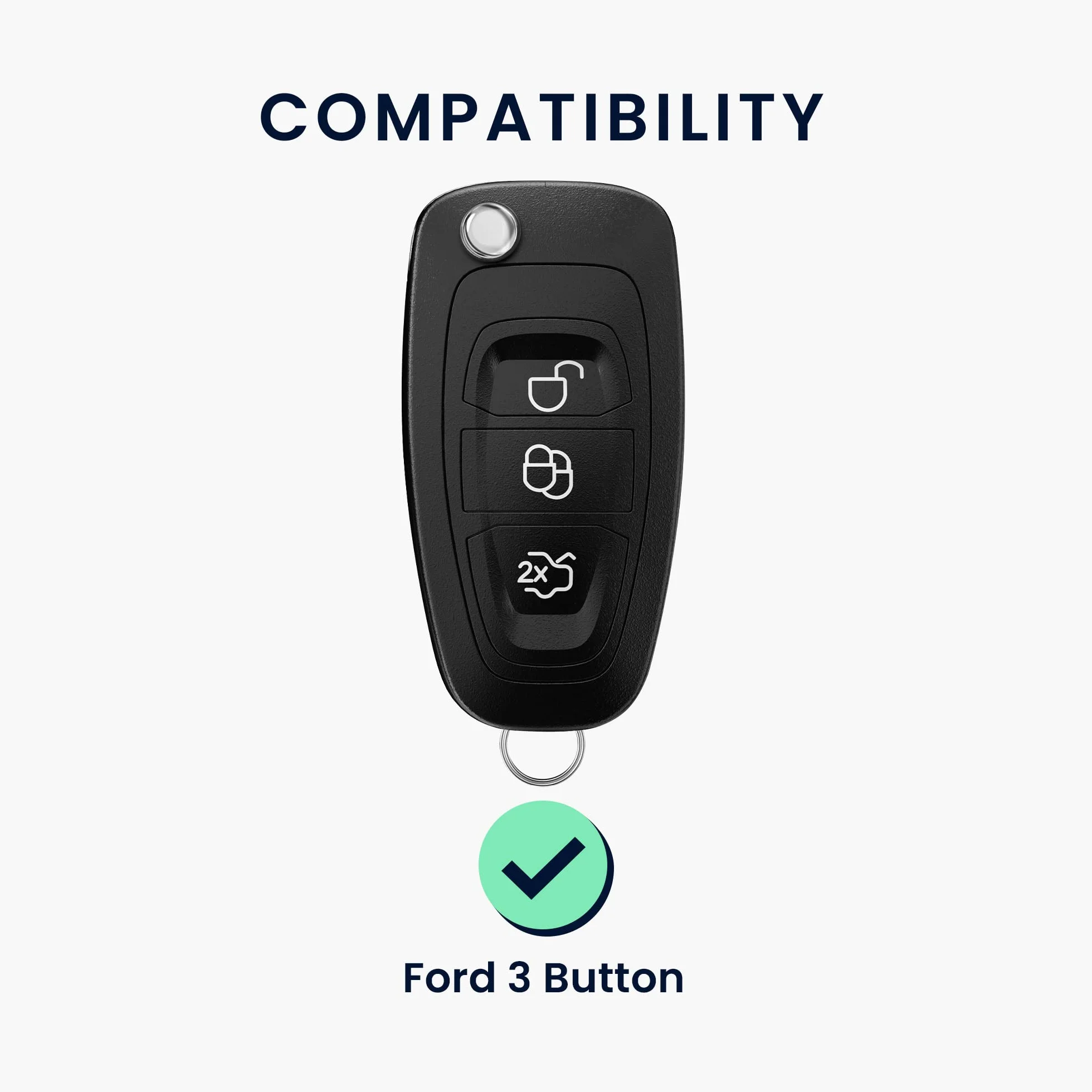 kwmobile Pokrowiec na kluczyk samochodowy Ford z 3 przyciskami, ochronna obudowa kluczyka samochodowego, miękka, antypoślizgowa, odporna na zarysowania, czarna