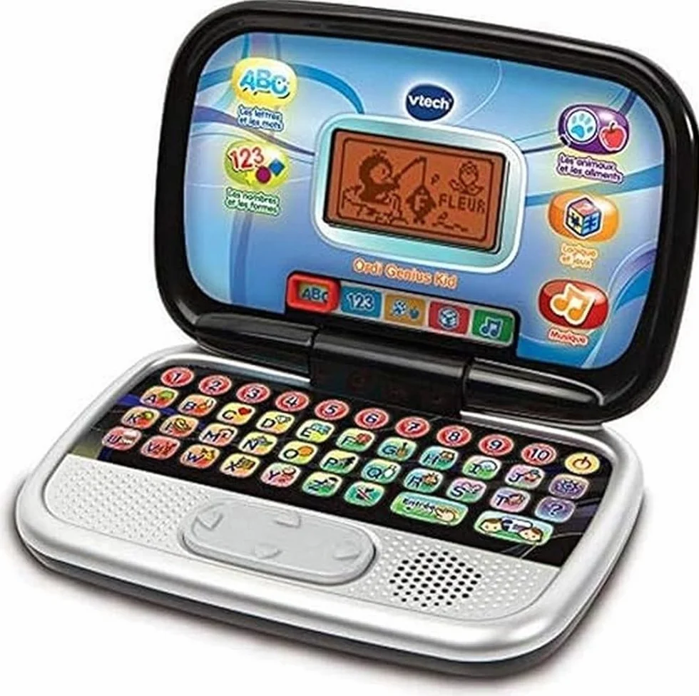 VTech - Ordi Genius Kid Black, komputer dla dzieci z podświetlanym ekranem, 20 zajęć i gier ewolucyjnych, zabawka edukacyjna, prezent dla dzieci w wieku od 3 lat do 7 lat - zawartość w języku