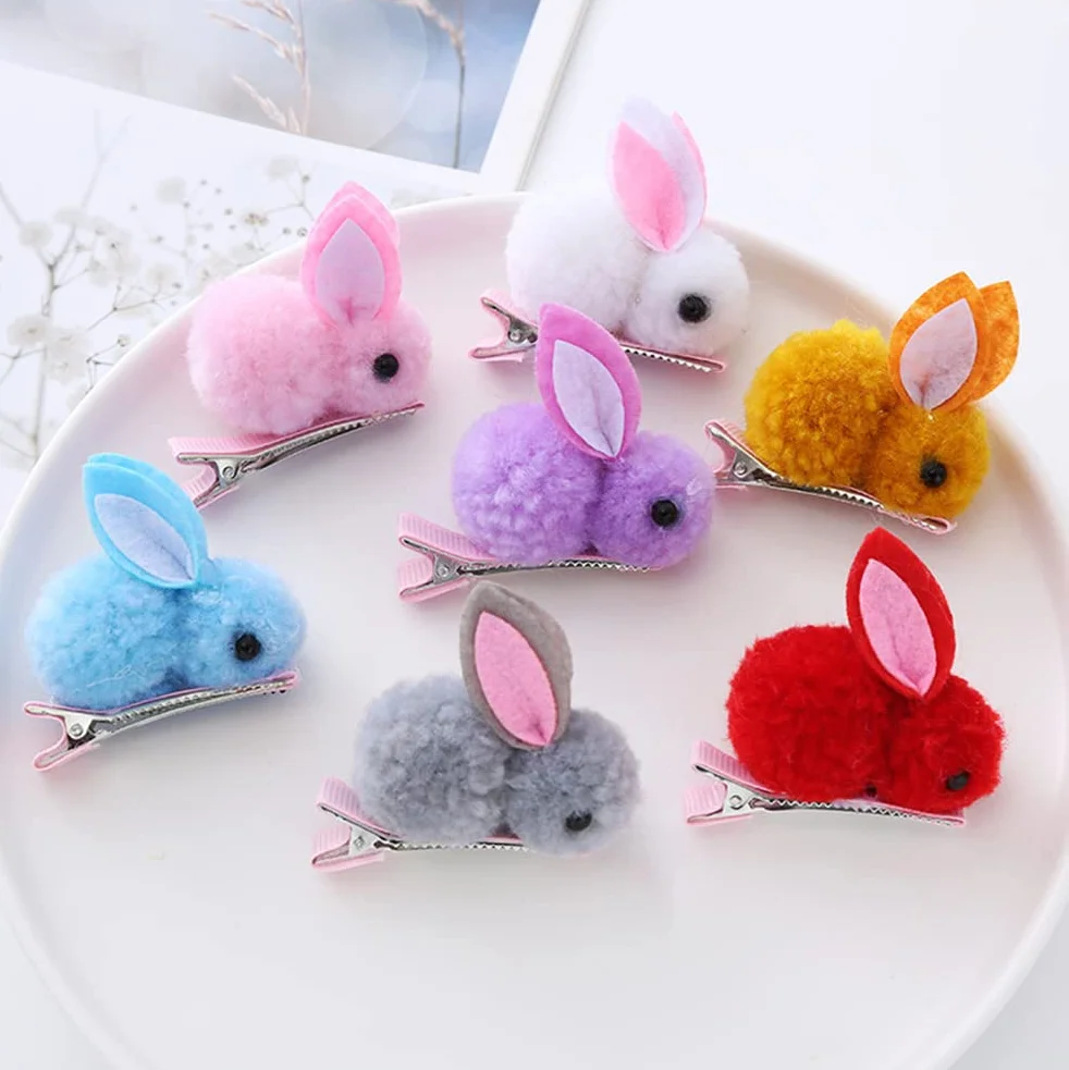 SanSixi spinka do włosów zajączek wielkanocny mały króliczek spinka do włosów pluszowa boczna spinka do włosów słodki królik kobiety dziecko spinka do włosów Happy Easter Day impreza dekoracja (szara)