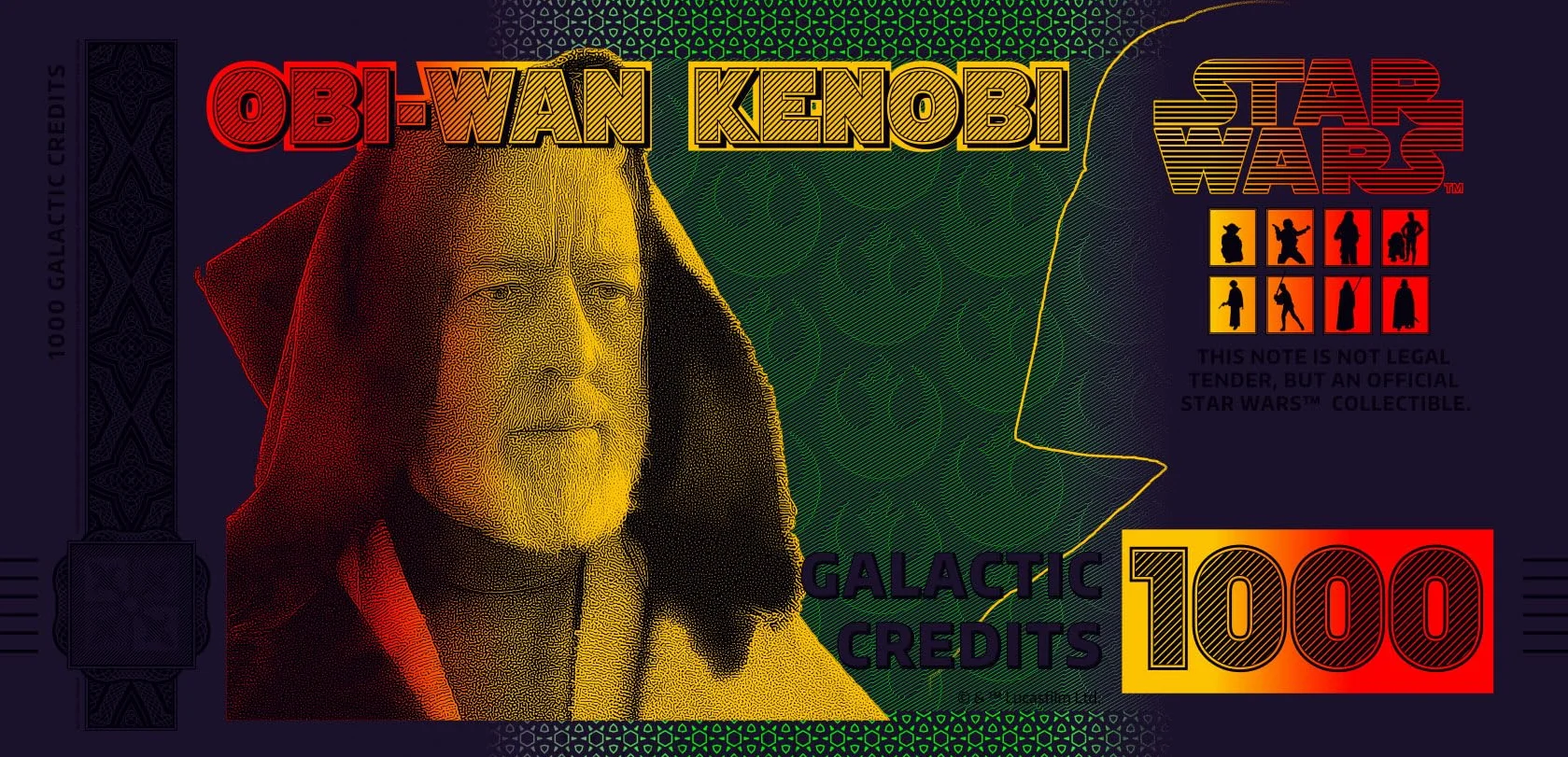 FANTASY CLUB | Gwiezdne Wojny Trylogia Bilet Oryginalny OBI WAN Kenobi | Oficjalne towary | Edycja limitowana ze złotym hologramem i efektami UV