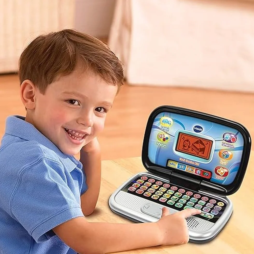 VTech - Ordi Genius Kid Black, komputer dla dzieci z podświetlanym ekranem, 20 zajęć i gier ewolucyjnych, zabawka edukacyjna, prezent dla dzieci w wieku od 3 lat do 7 lat - zawartość w języku