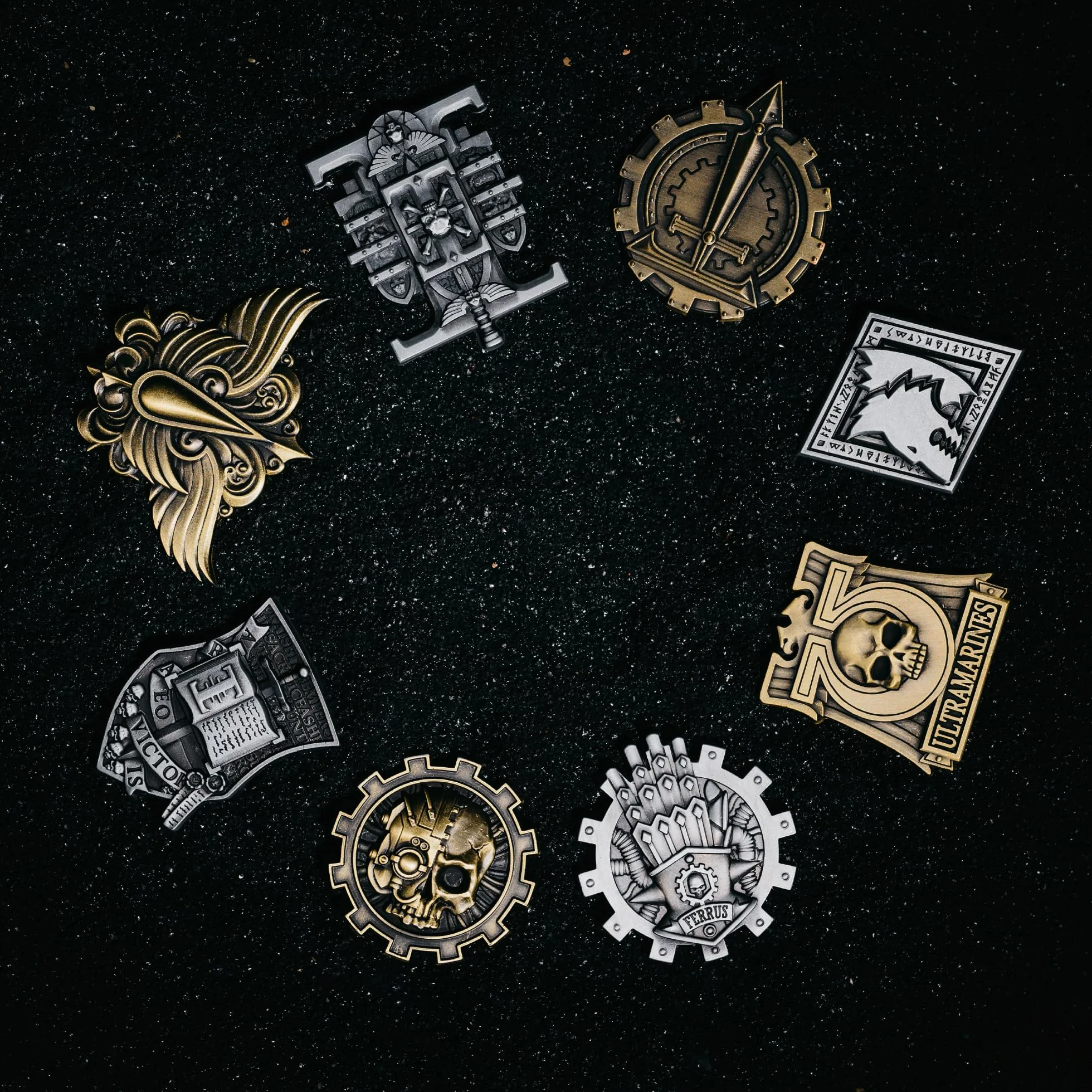 Starforged Warhammer 40K rozdział ikona szary rycerz śmierć zegarek kosmiczne wilki przypinka odznaka akcesoria męskie