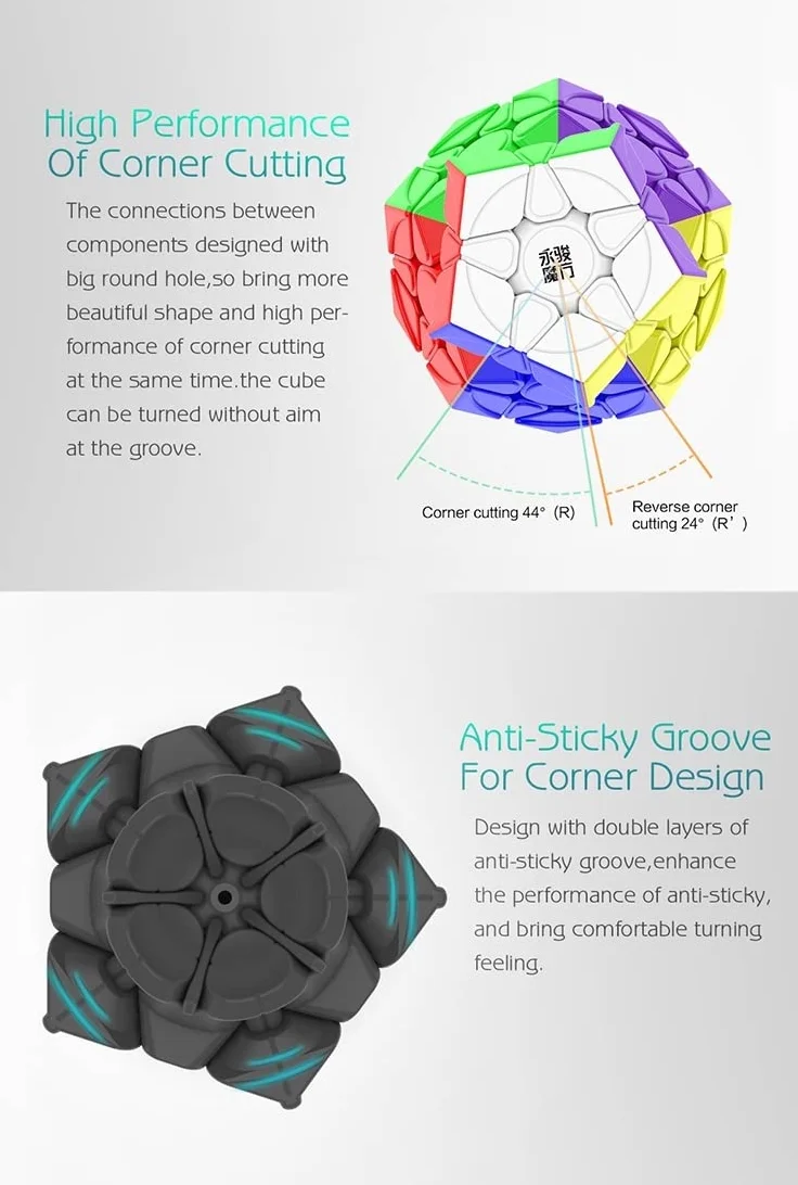 Megaminx Speed Cube, YJ YuHu V2 M dwunastościan kostka bez naklejek pięciokąt magiczne puzzle kostka 3D łamigłówka zabawki edukacyjne prezenty entuzjastów kostek prędkości