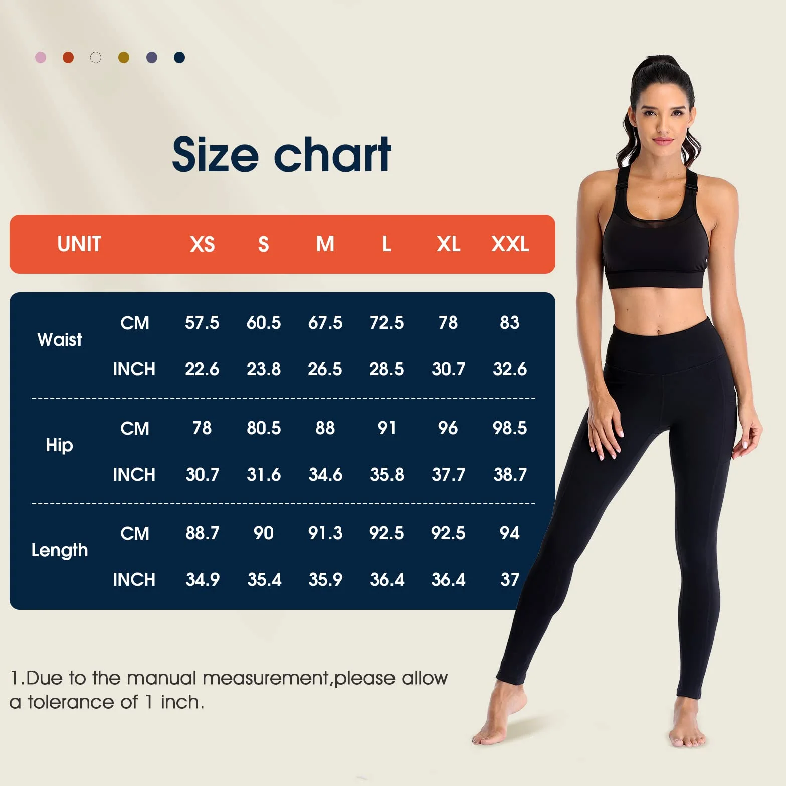 Sport Leggings Damskie Spodnie Sportowe z Wysokim Stanem i Kieszeniami Kryjące Legginsy do Gimnastyki Damskie Spodnie Sportowe Do Jogi Spodnie Fitness P107