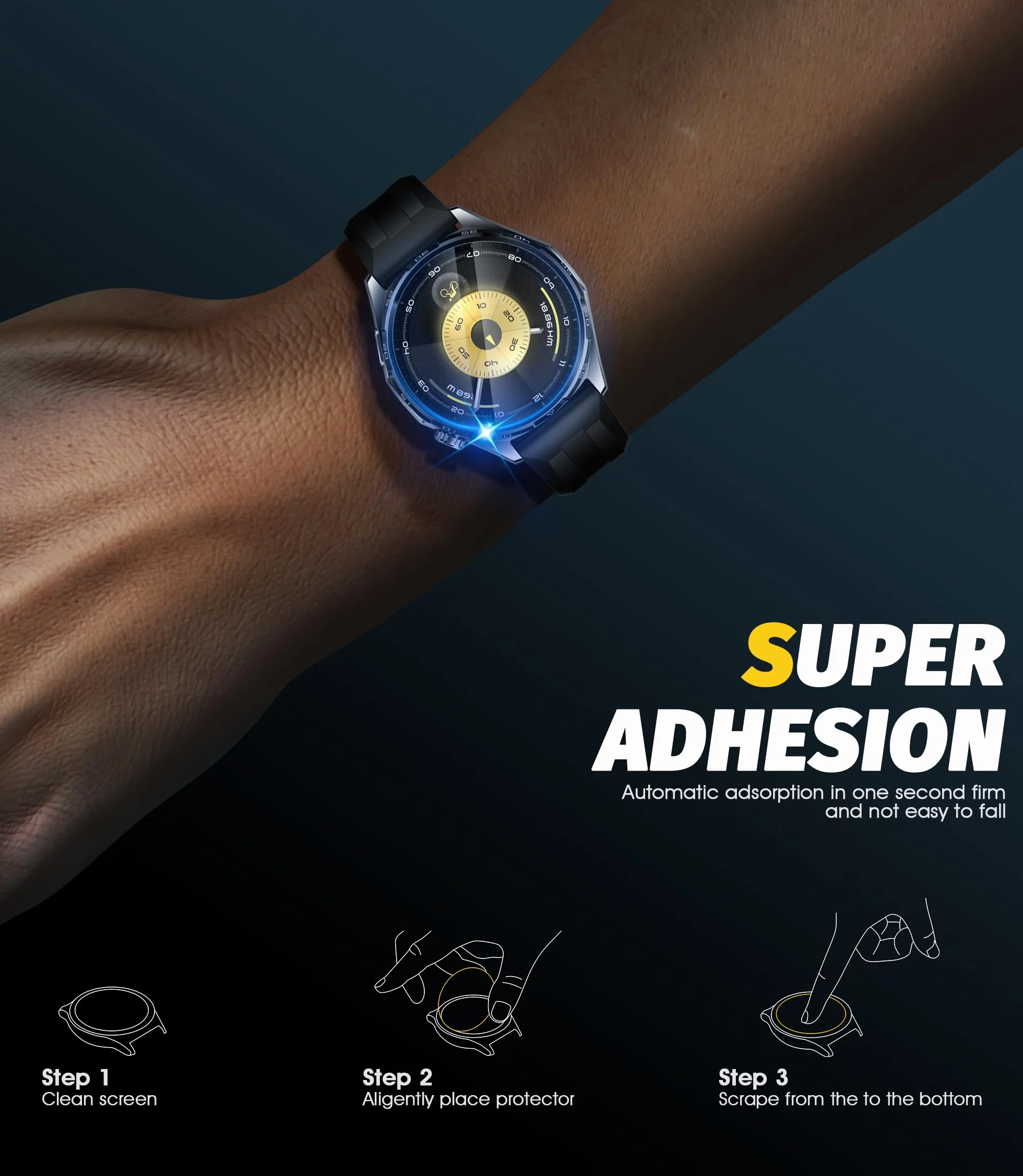 NEWZEROL Szkło ochronne kompatybilne z Huawei Watch GT 6 46 mm, ochrona wyświetlacza, 2,5D Arc Edges folia ochronna 9H, szkło odporne na zarysowania, bez pęcherzyków powietrza, folia ochronna na