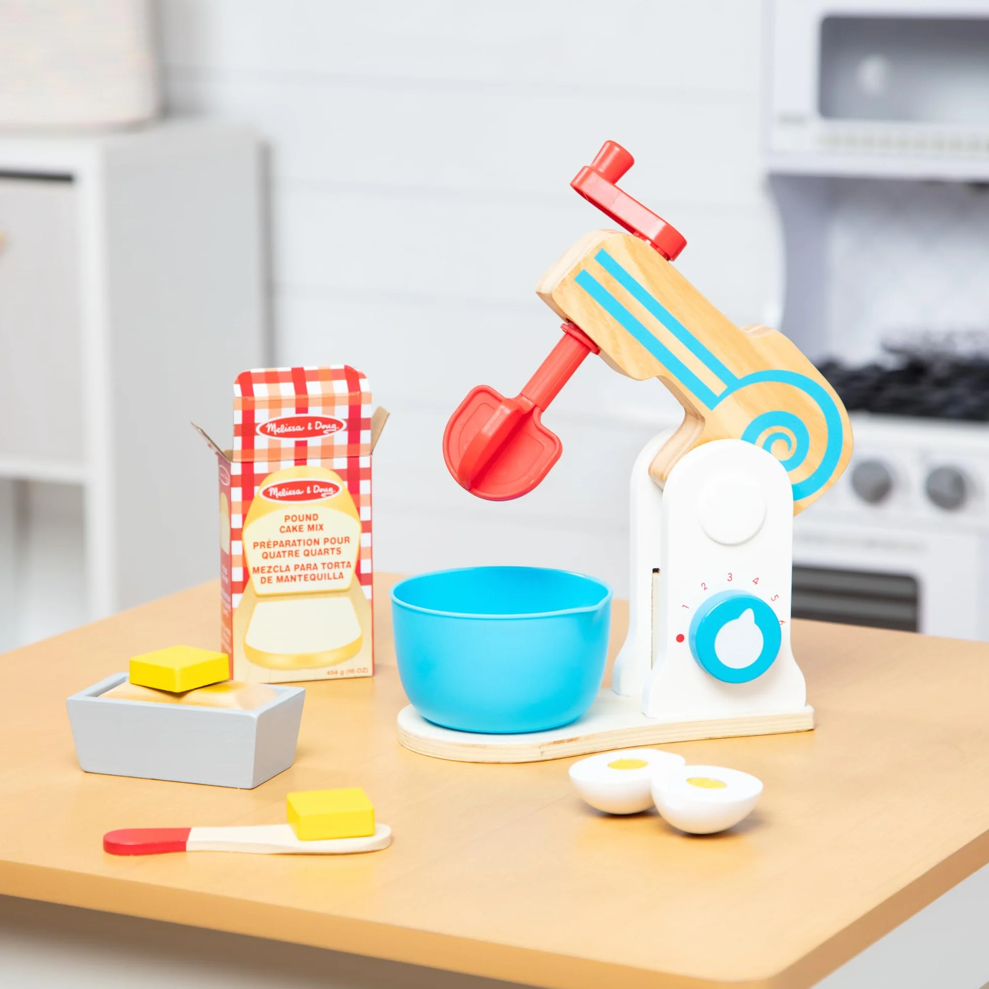 Melissa & Doug Drewniany Zestaw Mikserów do robienia ciasta 3+ Udawanie Zabawy Zabawka do odgrywania Ról