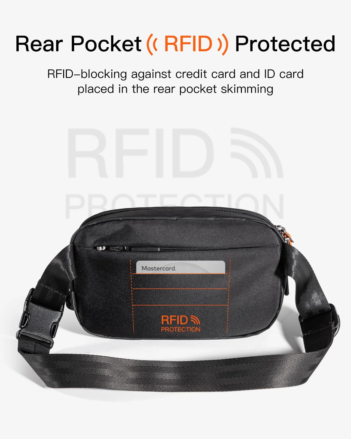 Inateck Torba X-Mini, trwała saszetka z blokadą RFID, wodoodporny pas z paskiem do szybkiego dopasowania, stylowa nerka dla mężczyzn i kobiet, idealna na podróż, wędrówki, jazdę na rowerze, do pracy