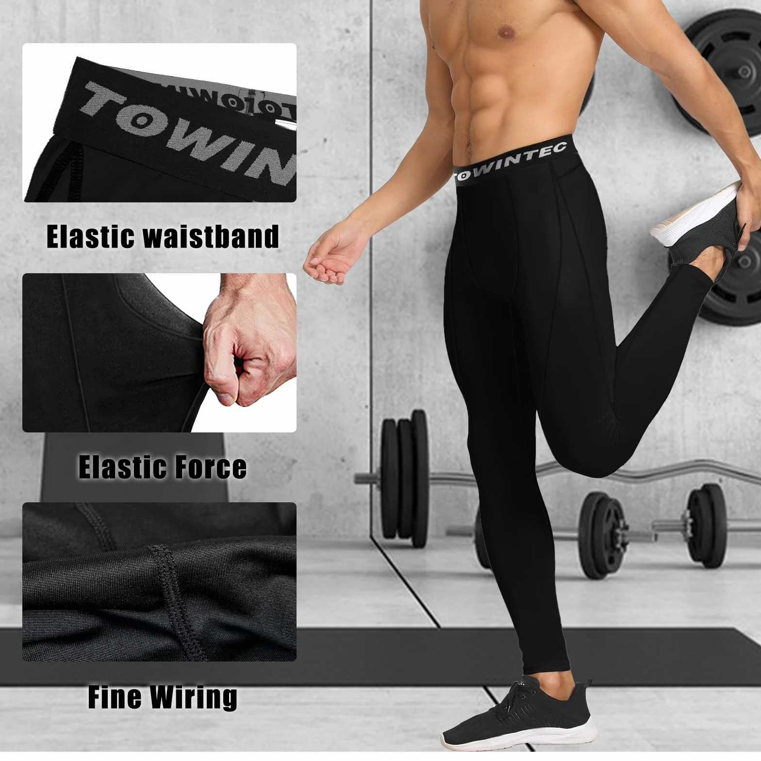 Męskie spodnie kompresyjne Szybkoschnące Baselayer długie sportowe lekkie oddychające legginsy spodnie do biegania obcisłe rozciągliwe rajstopy do koszykówki fitness jogging
