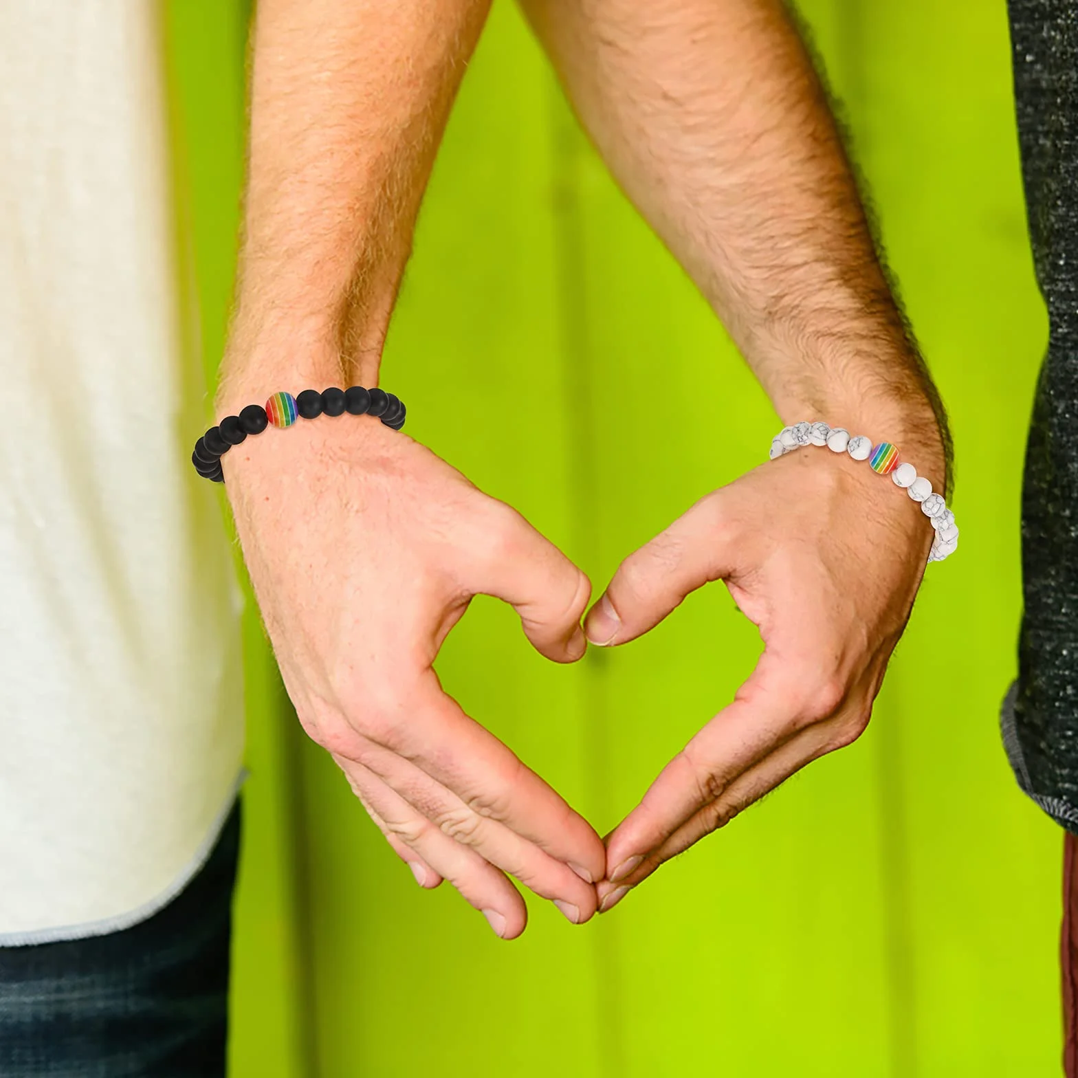PHOGARY Gay Pride bransoletki LGBT (2 opakowania), tęczowe koraliki para bransoletki dystansowe