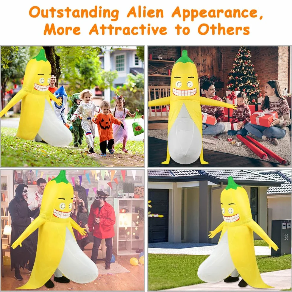 Kostium bananowy, nadmuchiwany kostium bananowy dla dorosłych z zamkiem błyskawicznym, nadmuchiwana odzież ze złego banana dla dorosłych, kostiumy halloweenowe na imprezę, karnawał i Boże