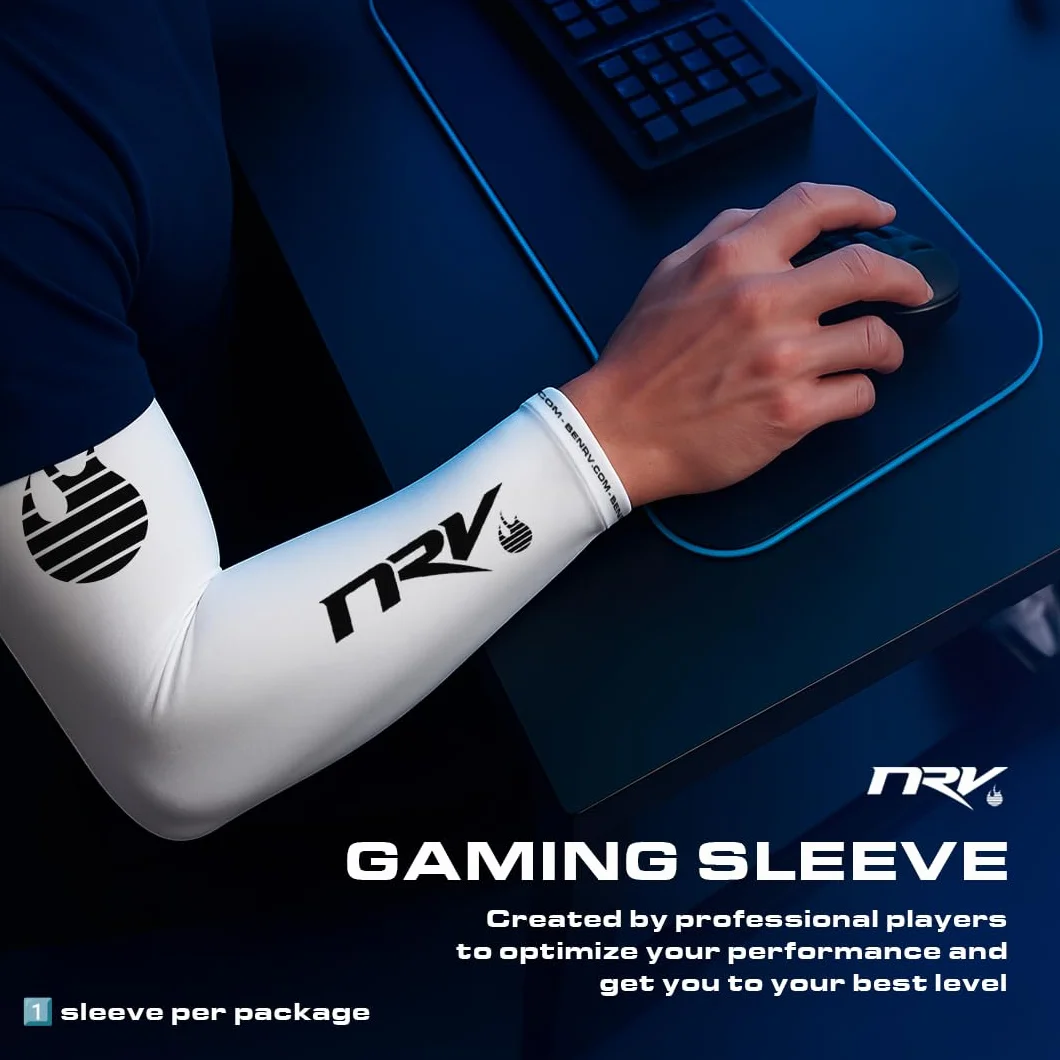 NRV Mankiet kompresyjny do gier e-sportowych (edycja wydajności) - zoptymalizuj swoją grę z komfortem i stylem - zaprojektowany przez profesjonalnych graczy - trwały, oddychający i wolny od tarcia