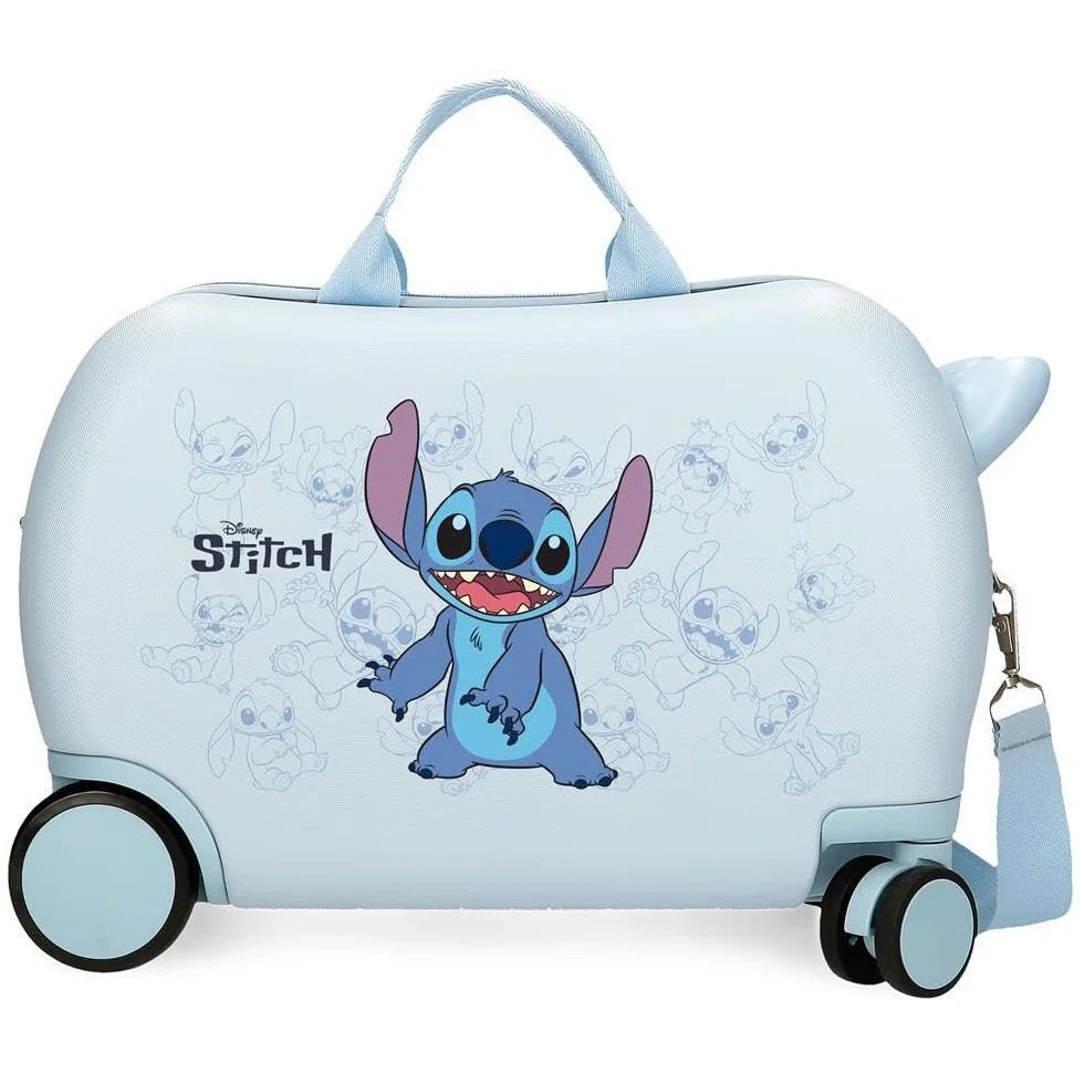 Joumma Bags Disney Happy Stitch Walizki kabinowe, zestaw walizek, wykonany z tworzywa ABS, trwały i lekki materiał, zamek szyfrowy, plecaki szkolne, plecaki dziecięce, Zadowolony(-a), 31 x 45 x 20 cm,
