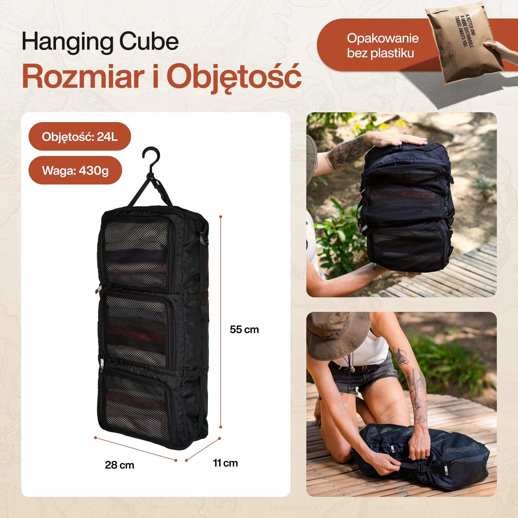 TRAVEL DUDE Wiszący organizer kompresyjny do walizki, zestaw kostek kompresyjnych z haczykiem, oszczędność miejsca, ultralekki organizer podróżny na ubrania do plecaka lub bagażu podręcznego (Czarnym)