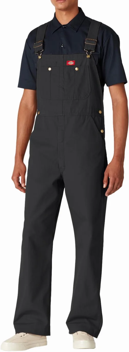 Dickies Męskie klasyczne kombinezony na szelkach, Płukany czarny, 26