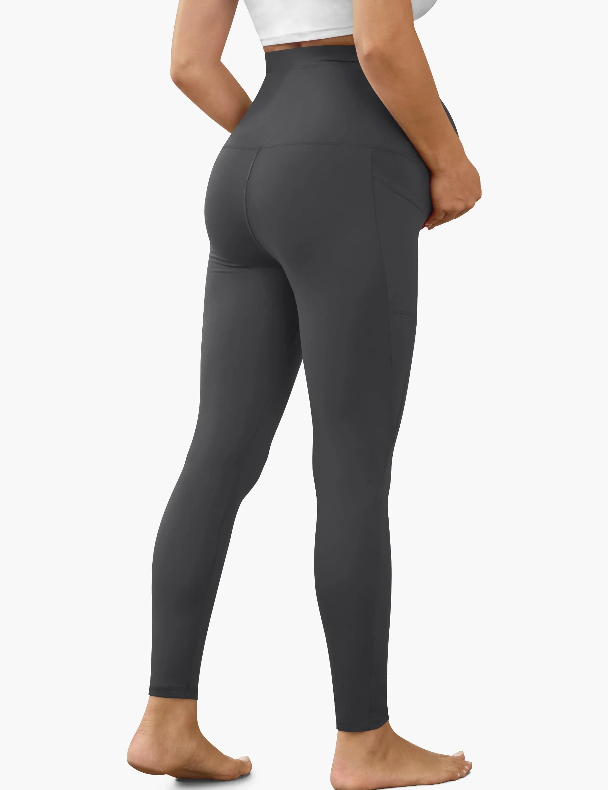 BAYDI Creamlush damskie legginsy ciążowe z kieszenią, wysoki stan, legginsy ciążowe, miękkie, elastyczne, moda ciążowa, do domu, jogi