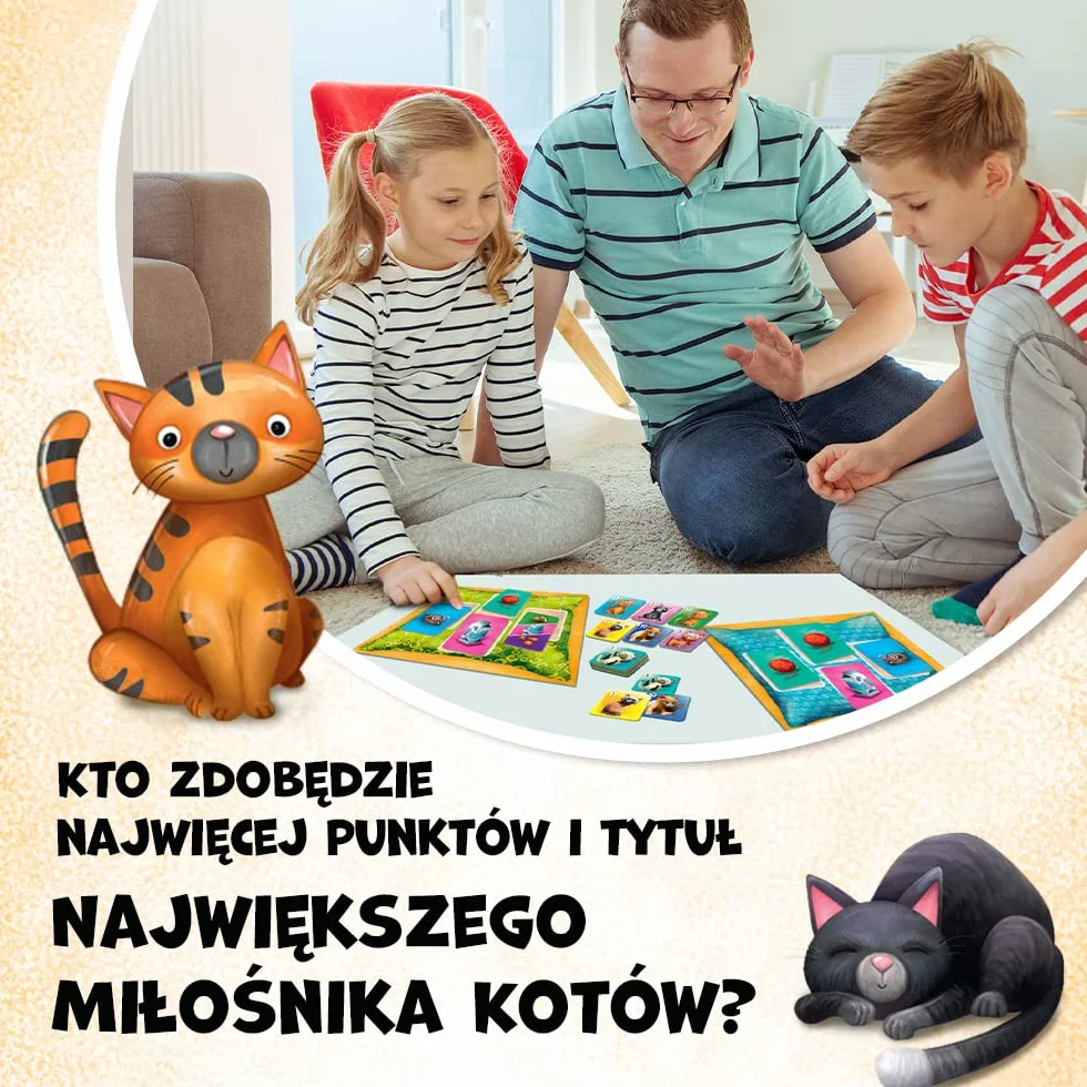 Trefl Kotki – Szalona Gra Planszowa Dla Całej Rodziny, Koty, Dla Miłośników Kotów, Gra Towarzyska Pełna Zwrotów Akcji, dla Dorosłych i Dzieci od 6 Lat