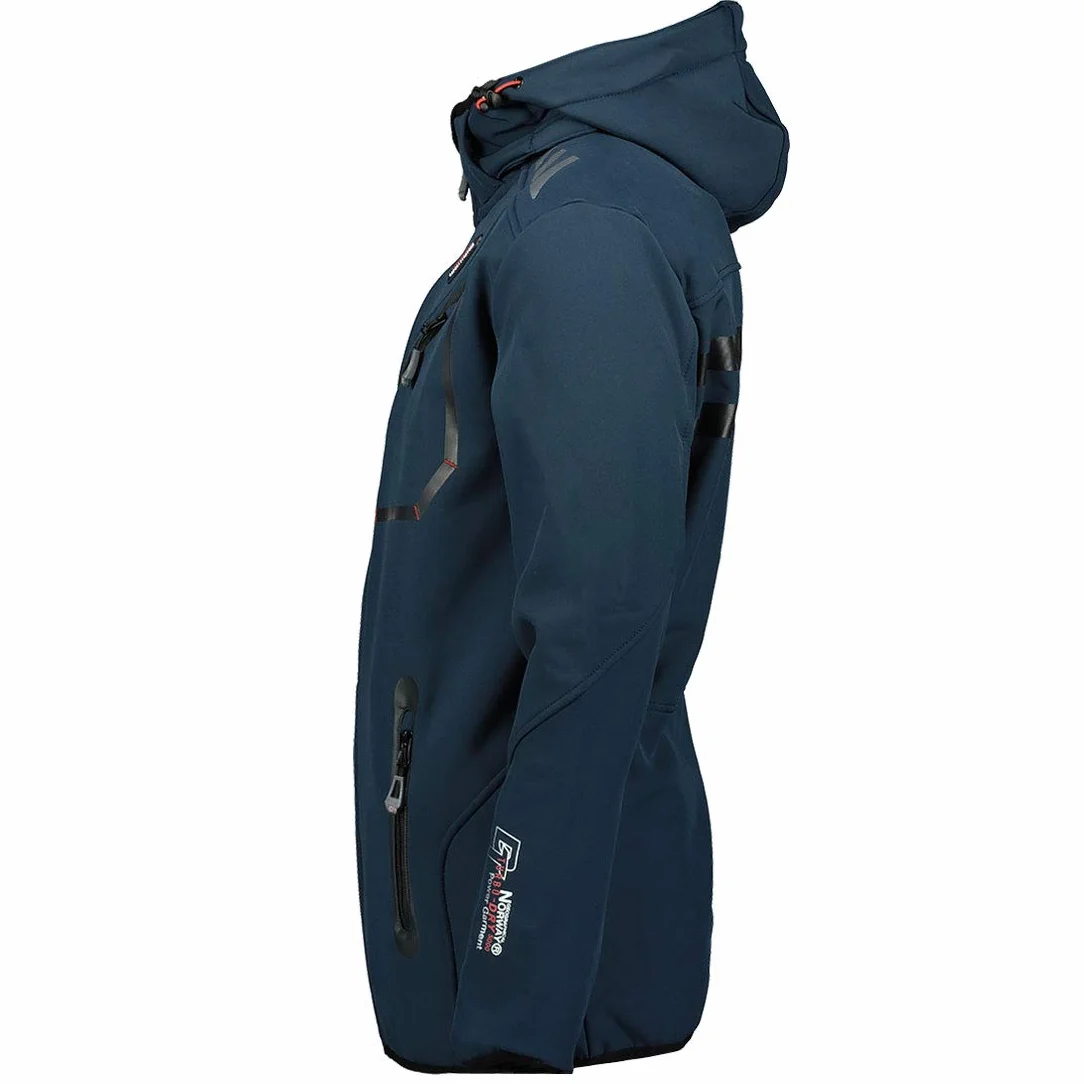 Geographical Norway Royaute Męska wodoodporna kurtka softshellowa dla mężczyzn, oddychająca, outdoorowa, z kapturem, taktyczna, odporna na zimowe warunki, wiatrówka