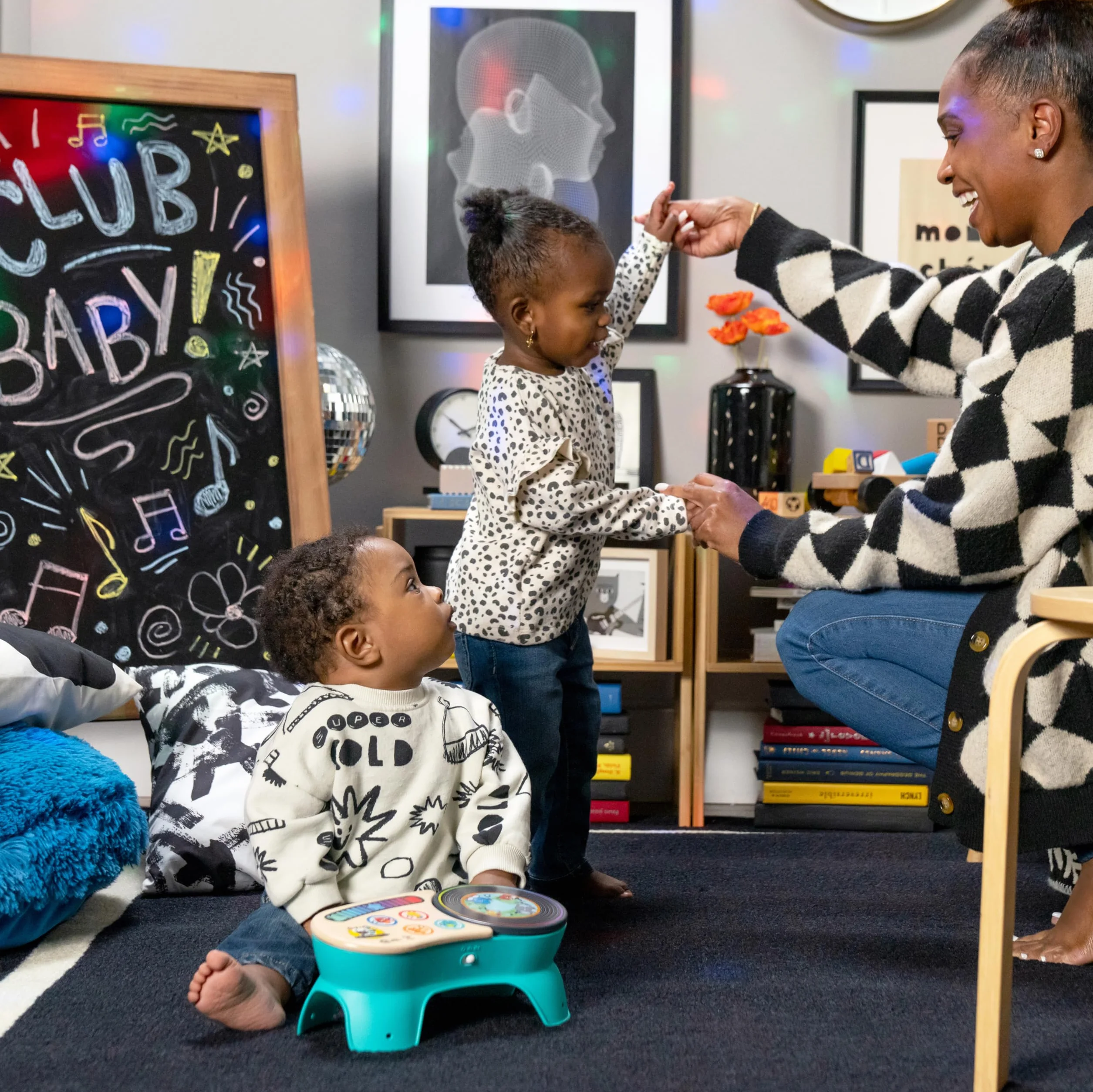 Baby Einstein, Hape DJ Discovery zabawka muzyczna gramofon, dla niemowląt, ponad 50 dźwięków i melodii, reaguje na najlżejszy dotyk, od 6 miesięcy